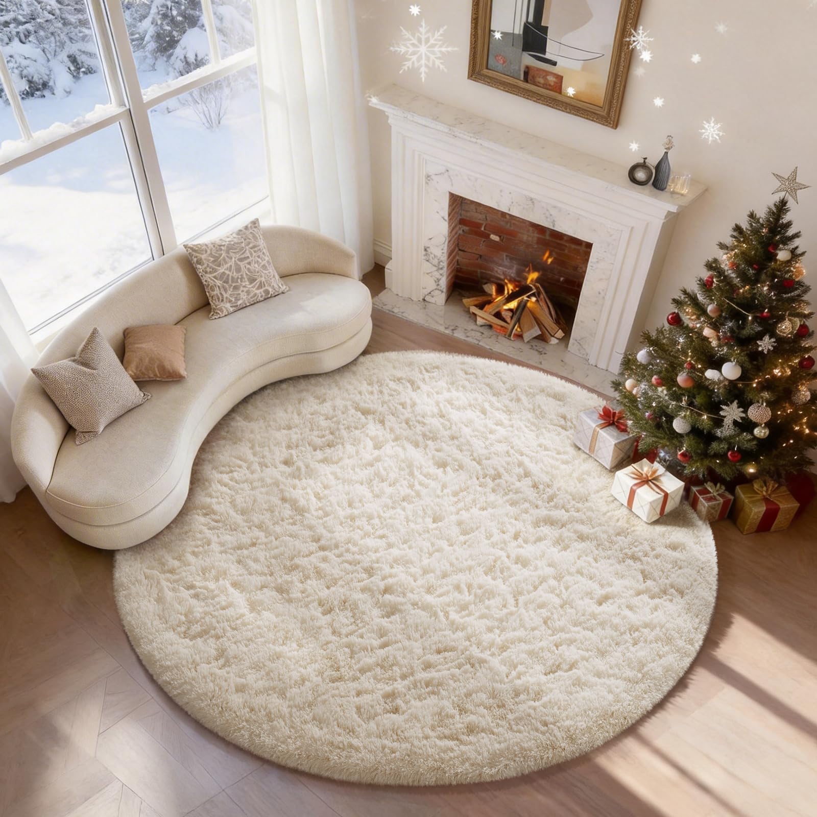 Ophanie Beige Rugs for Living Room Bedroom, 5x8 Fluffy Fuzzy Furry Carpet, Plush Soft Shaggy Bedside Indoor Floor Area Rug for Kids Girls Boys Baby Teen Dorm Nursery Home Decor Aesthetic