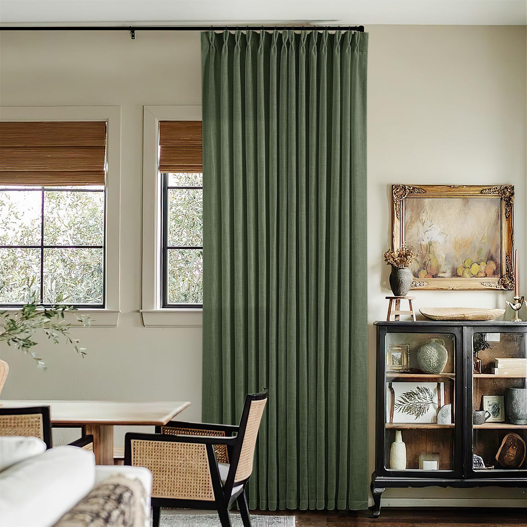90 Inch Pinch Pleated Linen Curtains 2 Panel Set for Living Room Cream Natural Thick Linen Textured Drapes 90 Inches Long Pinch Pleat Drapes Birch Ivory Semi Sheer Curtain for Dining Bedroom Office