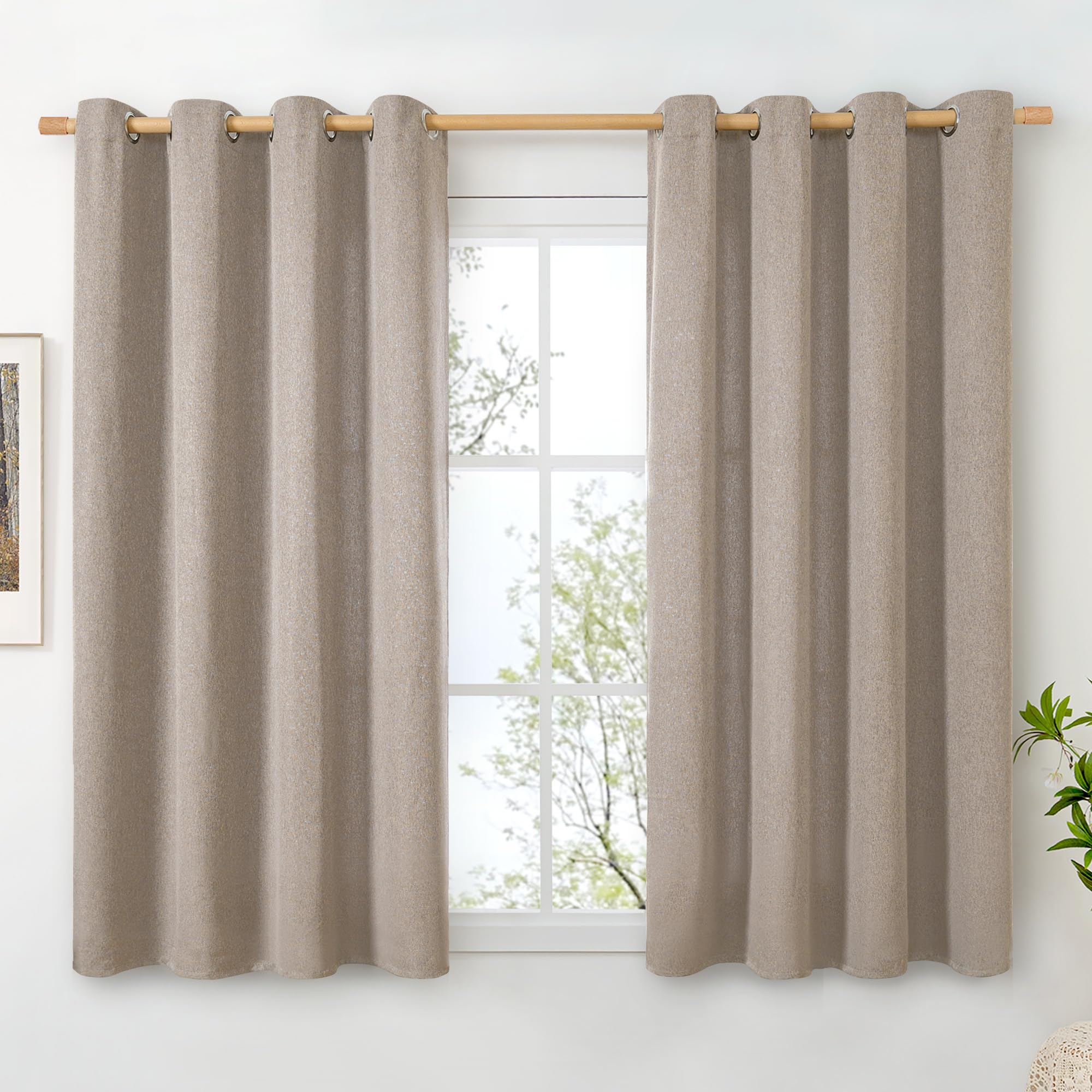 BGment Linen Curtains 95 Inch Long for Living Room 2 Panels, Thick Textured Privacy Floor Length Window Drapes Non See Through for Bedroom Farmhouse Light Filtering Grommet Top, Each 52 Inch Wide