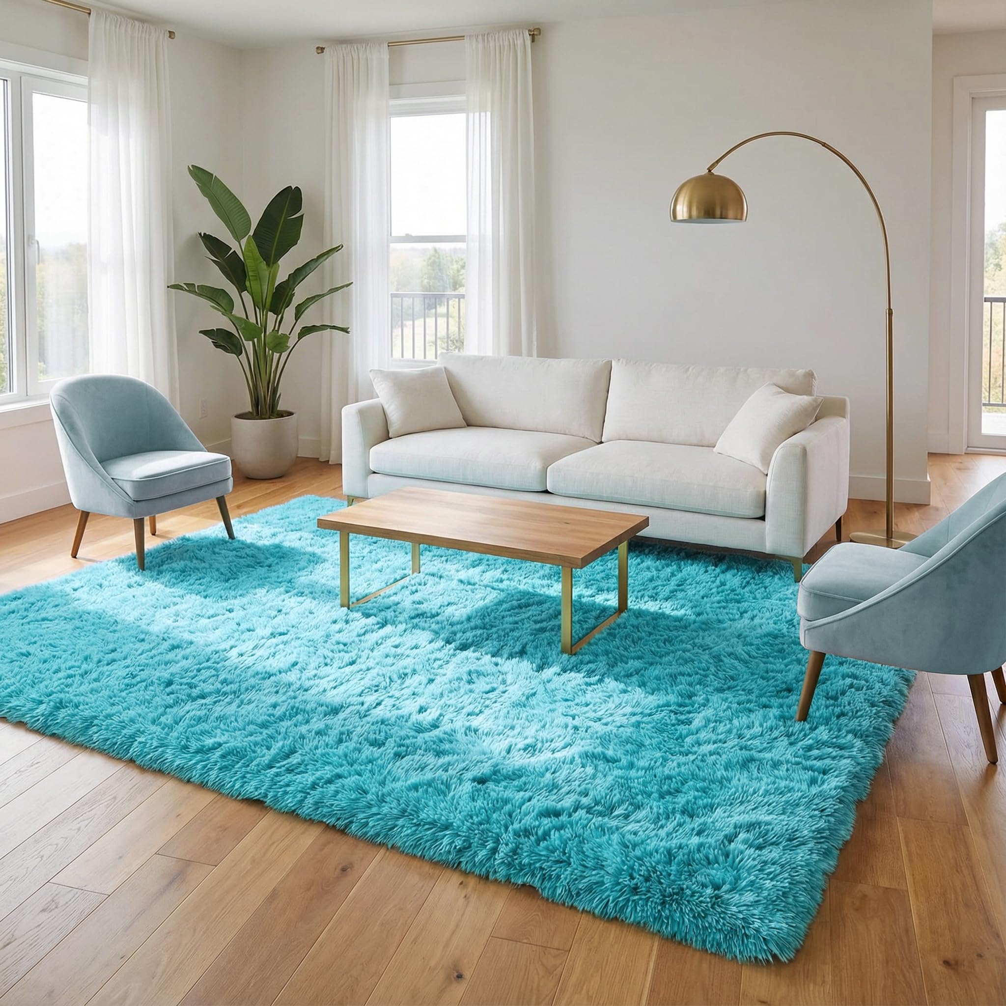 Merelax Soft Modern Indoor Shaggy Area Rug for Bedroom Livingroom Dorm Kids Room Home Decorative, Non-Slip Plush Fluffy Furry Fur Rugs Comfy Nursery Accent Floor Carpet 2x3 Feet, Black