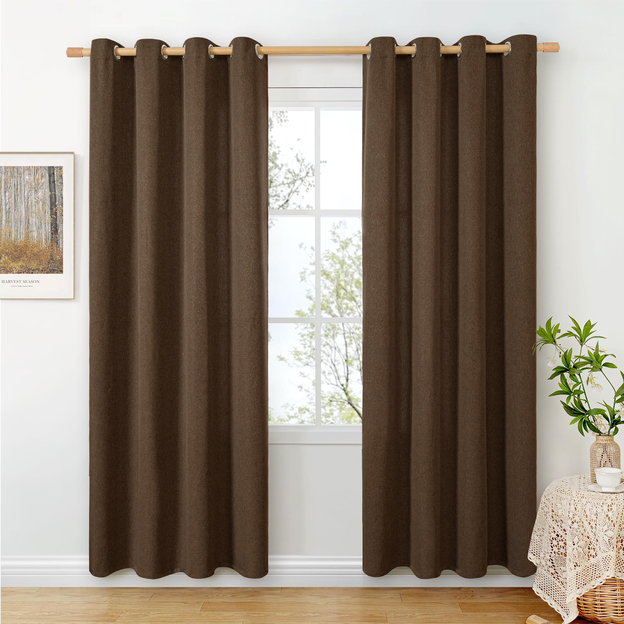 BGment Linen Curtains 95 Inch Long for Living Room 2 Panels, Thick Textured Privacy Floor Length Window Drapes Non See Through for Bedroom Farmhouse Light Filtering Grommet Top, Each 52 Inch Wide