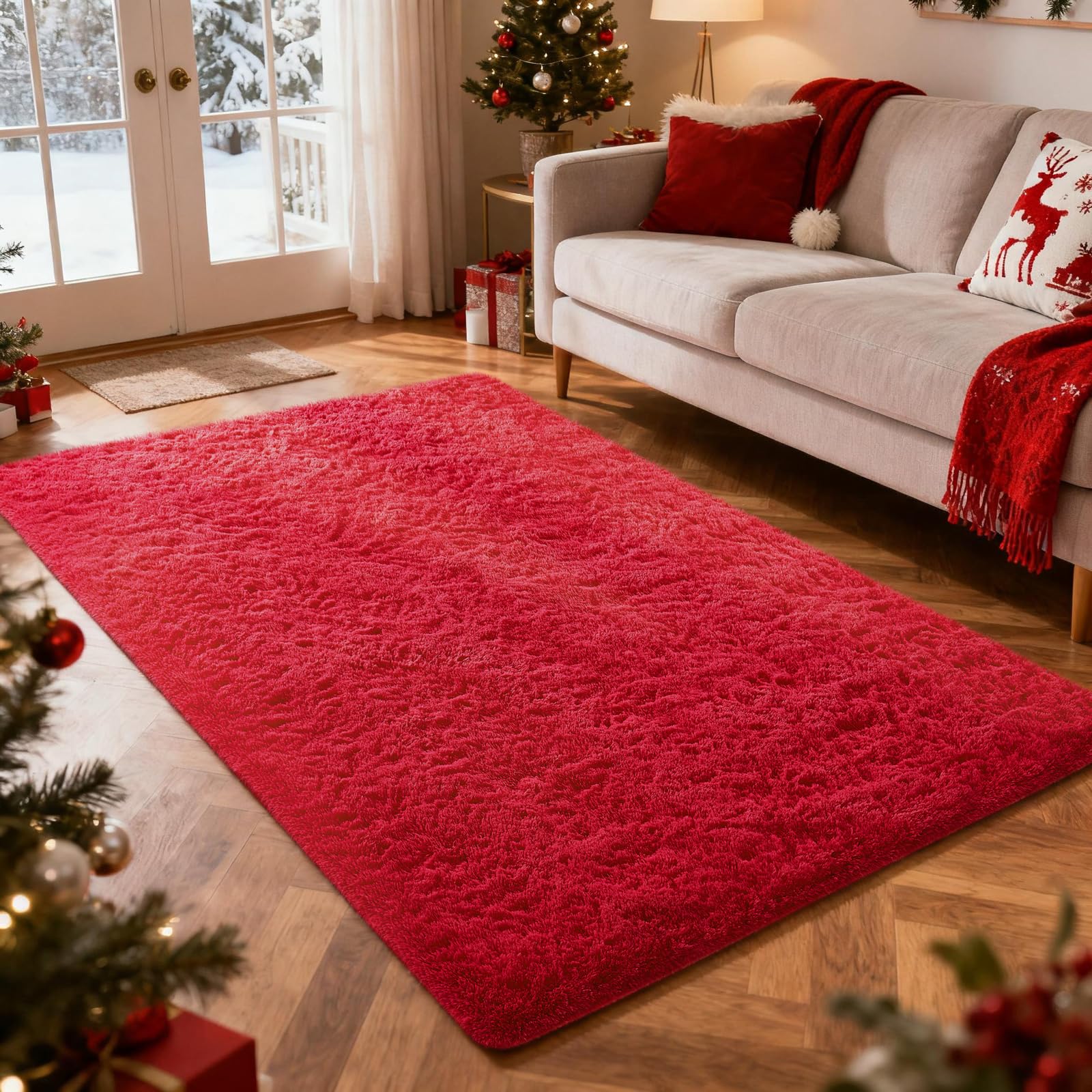 Ophanie Beige Rugs for Living Room Bedroom, 5x8 Fluffy Fuzzy Furry Carpet, Plush Soft Shaggy Bedside Indoor Floor Area Rug for Kids Girls Boys Baby Teen Dorm Nursery Home Decor Aesthetic