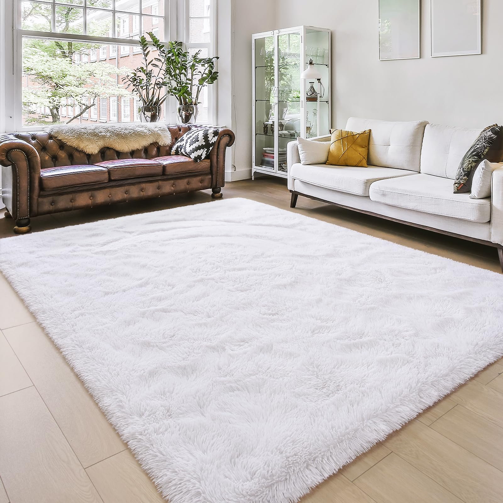 Amearea Yellow 6×9ft Soft Shag Rug, Non-slip Fluffy Carpet for Bedroom, Living Room & Nursery
