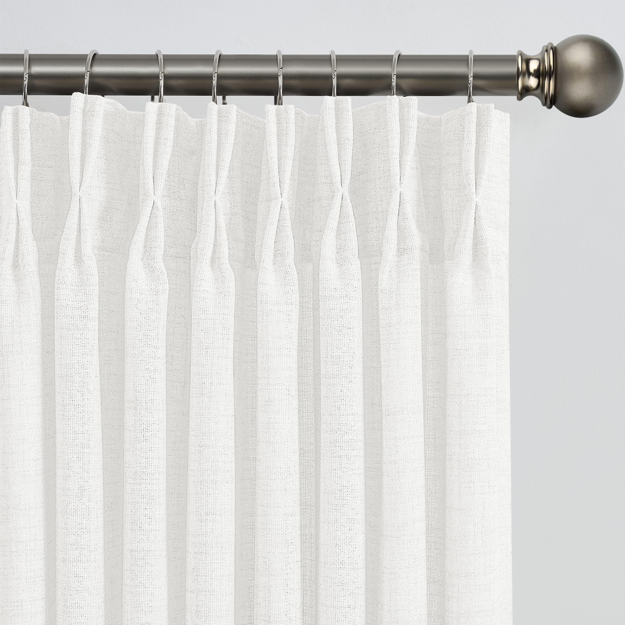 RAIN CITY 102 Inch Curtains Pinch Pleated 2 Panels Set, Back Tab with Hooks Semi Sheer Linen Curtains for Living Room Primitive Window Drapes for Sliding Door Sand Beach Decor 42 Each Wide