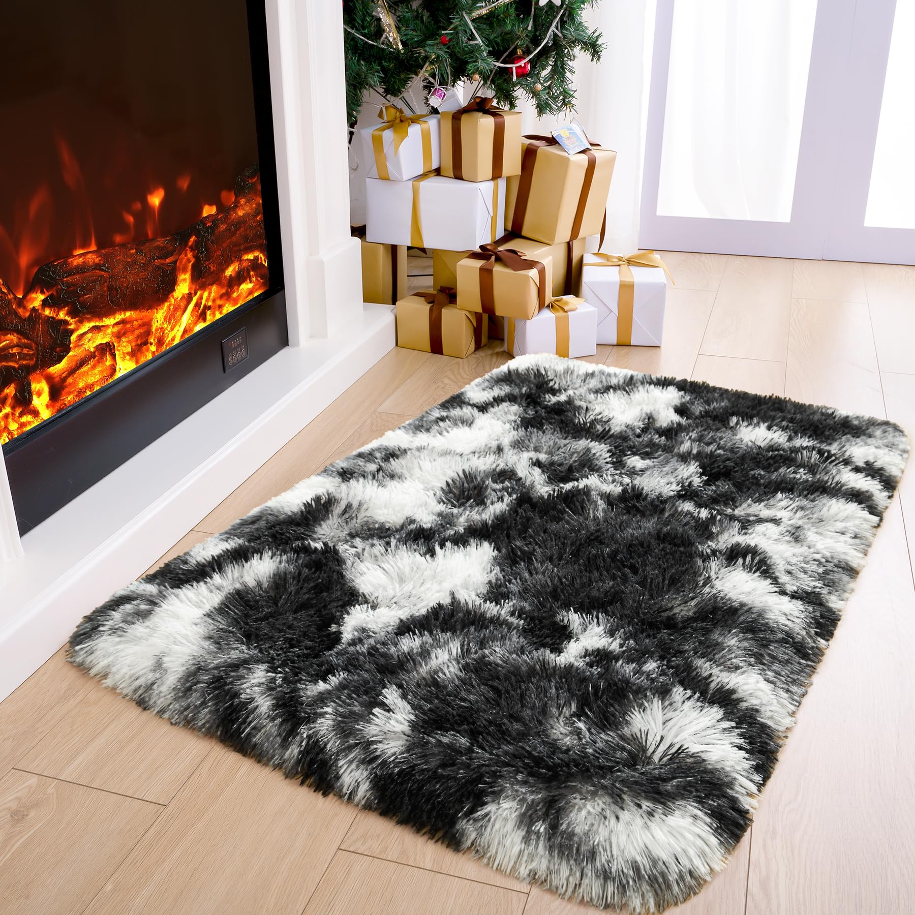 8x10 Extra Large Green Area Rug for Living Room Bedroom Dining Room, Fluffy Shag Soft Plush Furry Carpet Solid Color, Non-Slip Indoor Floor Mat for Kids Home Decor