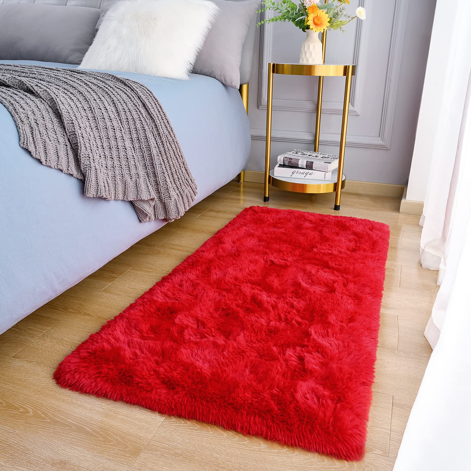 Amearea Yellow 6×9ft Soft Shag Rug, Non-slip Fluffy Carpet for Bedroom, Living Room & Nursery