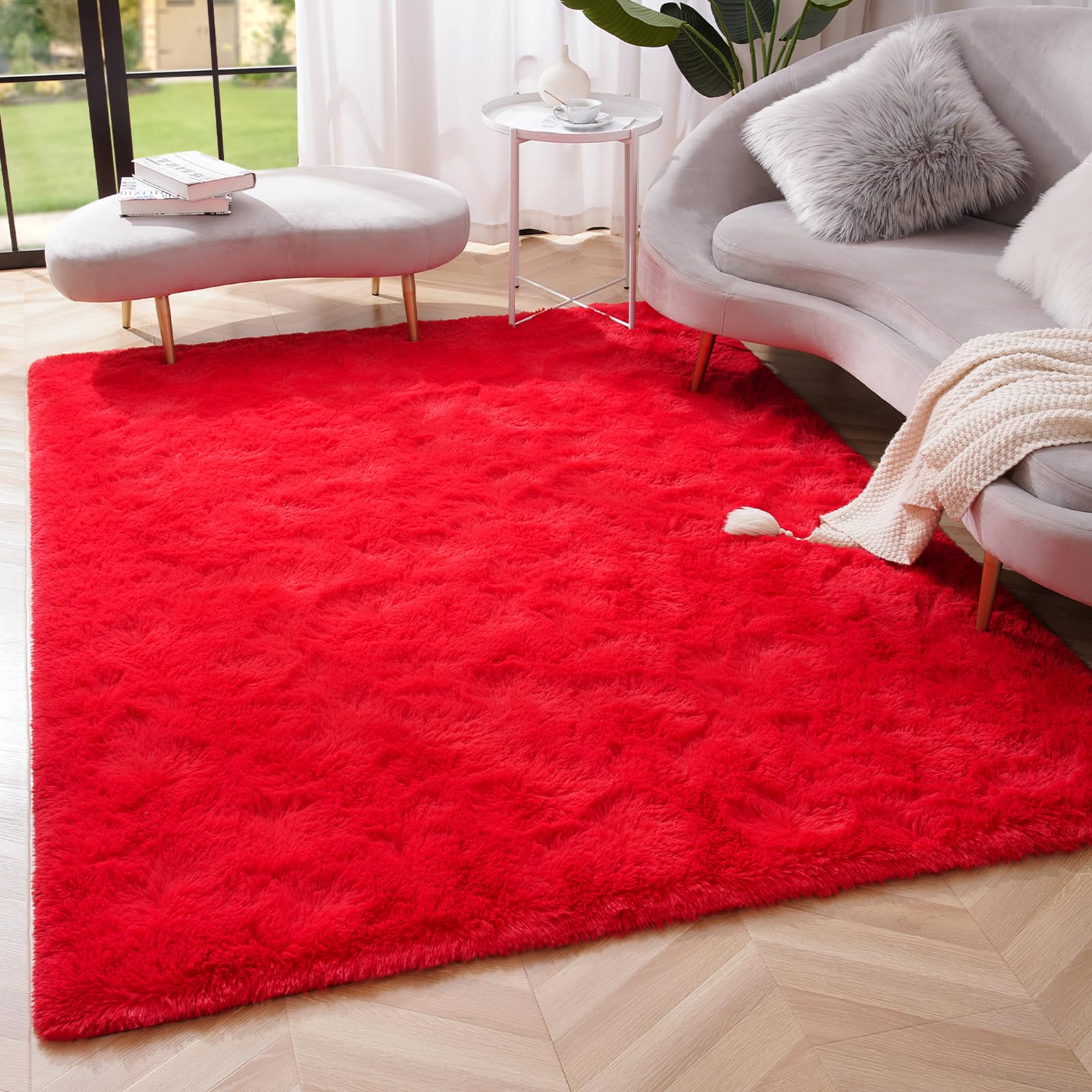 Amearea Yellow 6×9ft Soft Shag Rug, Non-slip Fluffy Carpet for Bedroom, Living Room & Nursery