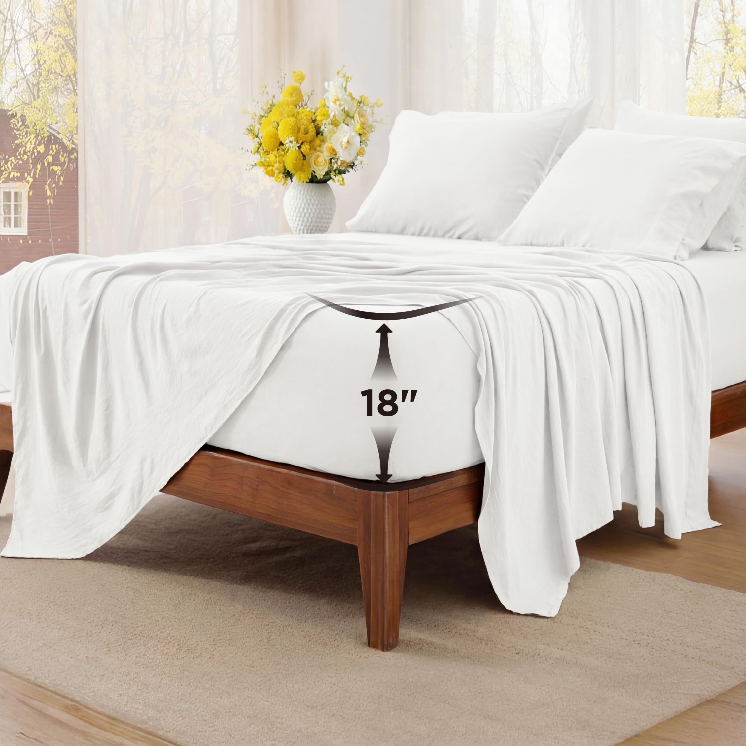 Bedsure Deep Pocket King Sheet Set - 6 Piece, Prewashed Ultra-Soft King Size Sheets Set, Fits Mattresses Up to 18 Inches Thick, Breathable & Secure Fit, Hotel Luxury Bedding, Linen