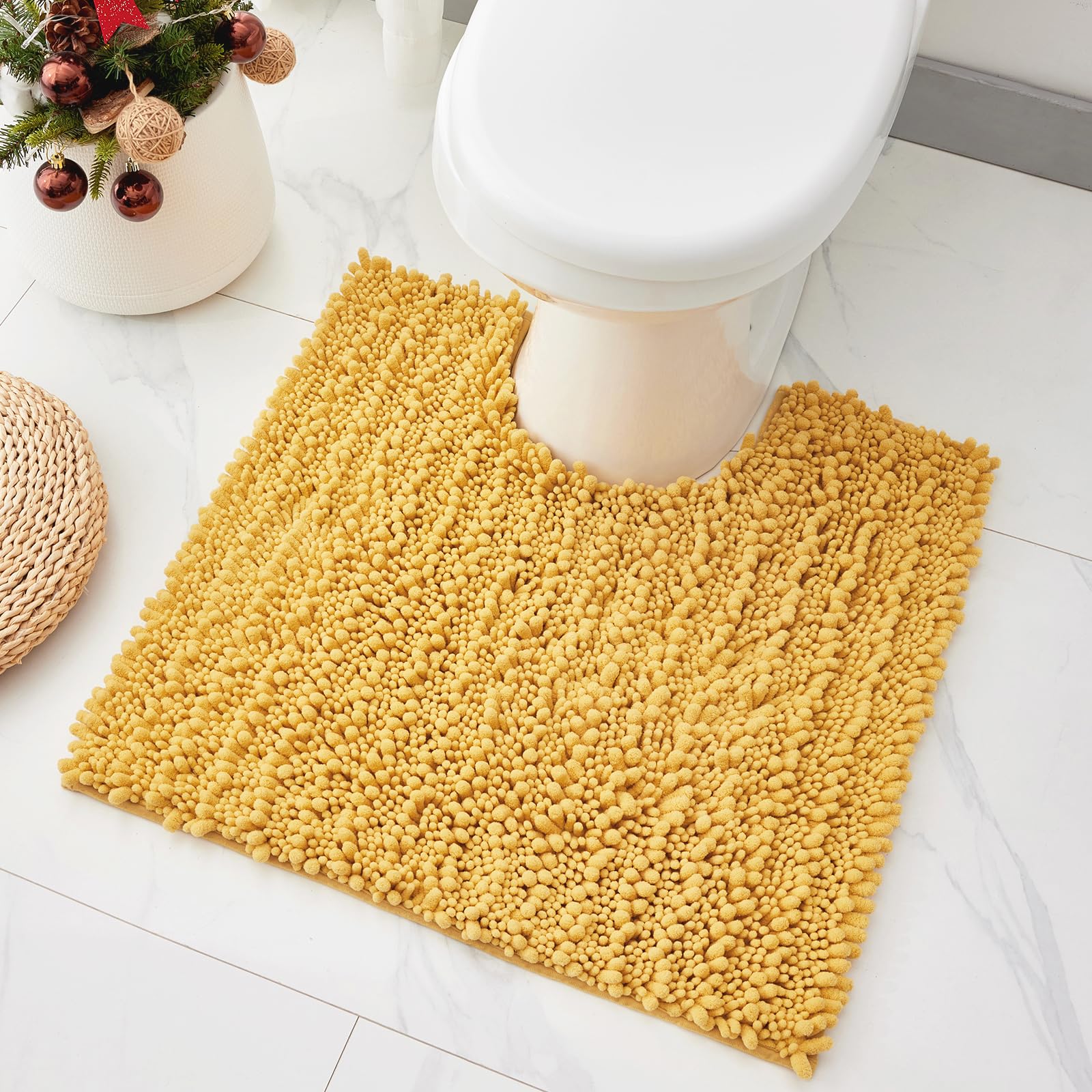 Bathroom Rugs Non Slip Washable 70x24, Extra Thick Soft Chenille Absorbent Bath Mat, High Density Barrier Non Slip Backing, Quick Dry Plush Shaggy Floor Carpet for Tub&Shower, White