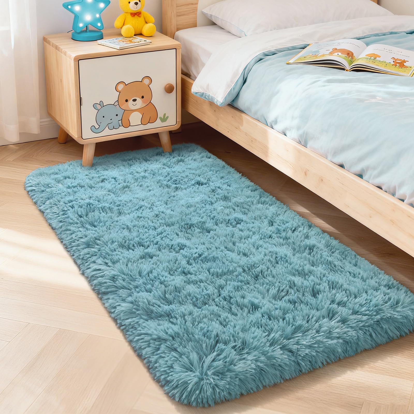 Merelax Soft Modern Indoor Shaggy Area Rug for Bedroom Livingroom Dorm Kids Room Home Decorative, Non-Slip Plush Fluffy Furry Fur Rugs Comfy Nursery Accent Floor Carpet 2x3 Feet, Black