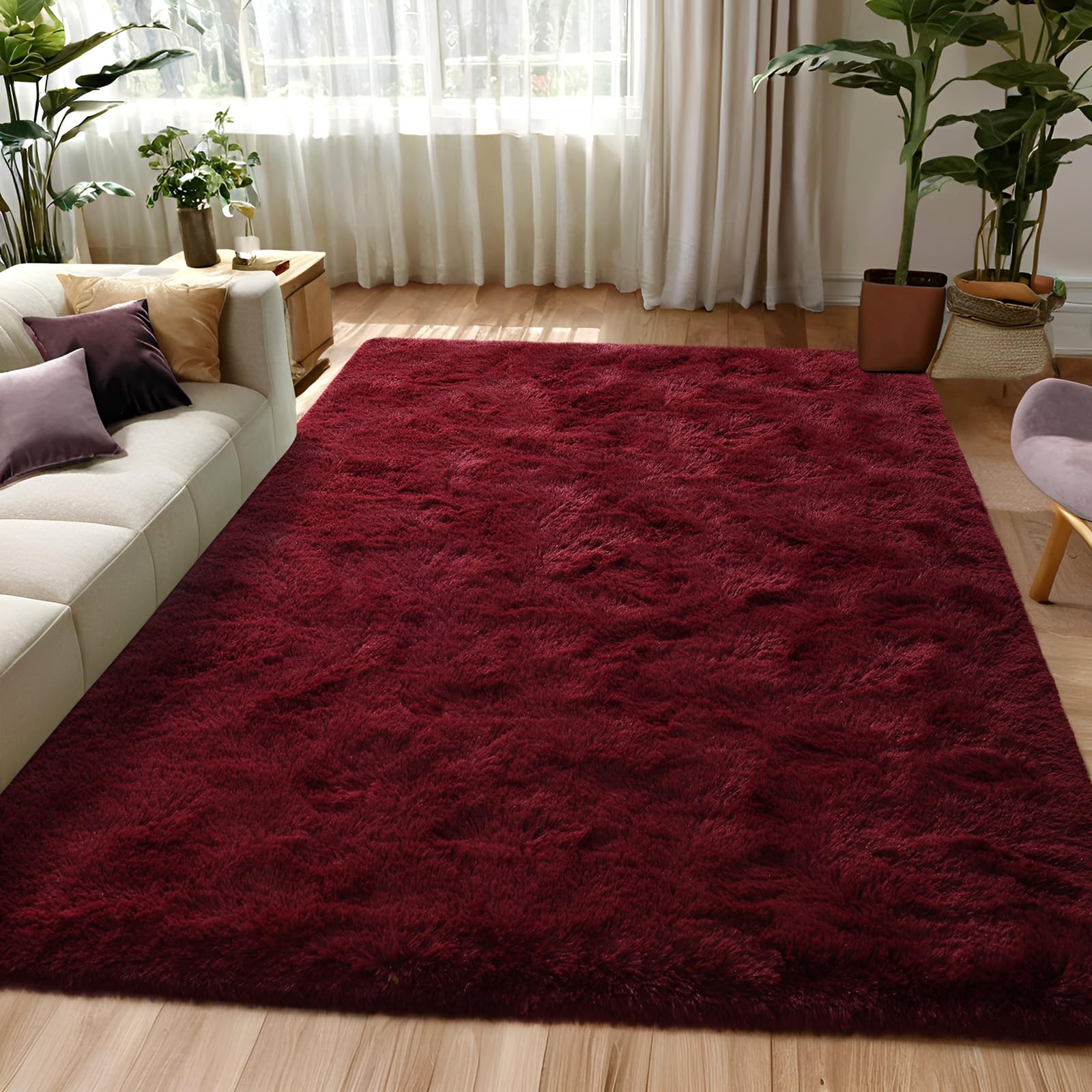 Fluffy Dark Green 6x9 Area Rugs for Living Room, Extra Large Rug for Bedroom Decor, Big Shaggy Floor Carpet, Soft Plush Thick Non-Slip Rectangle Carpets for Home Decor