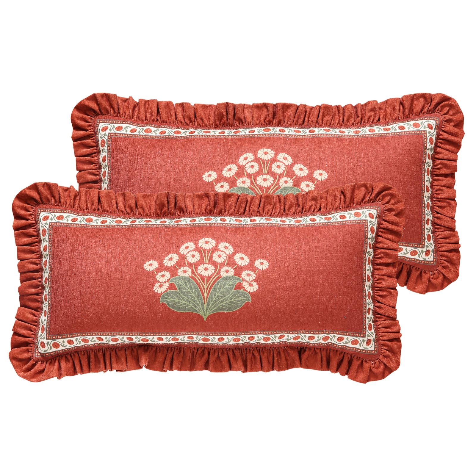 bilin gaier Vintage Square Throw Pillow Covers Pack of 2,Red Cozy Velvet with Leaves and Floral Pattern Pillowcases,Decoration Pillows Cushion Covers for Living Room Couch Sofa Bed Car Chair,18"x18"