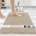 MAYSHINE Plush Shaggy Chenille Bath Mat | Extra Soft, Super Absorbent, Non-Slip Bathroom Rug | Fluffy Microfiber, Area Rug Sets for Bathroom Floor, Kitchen, Living Room | 59"x31" | Beige