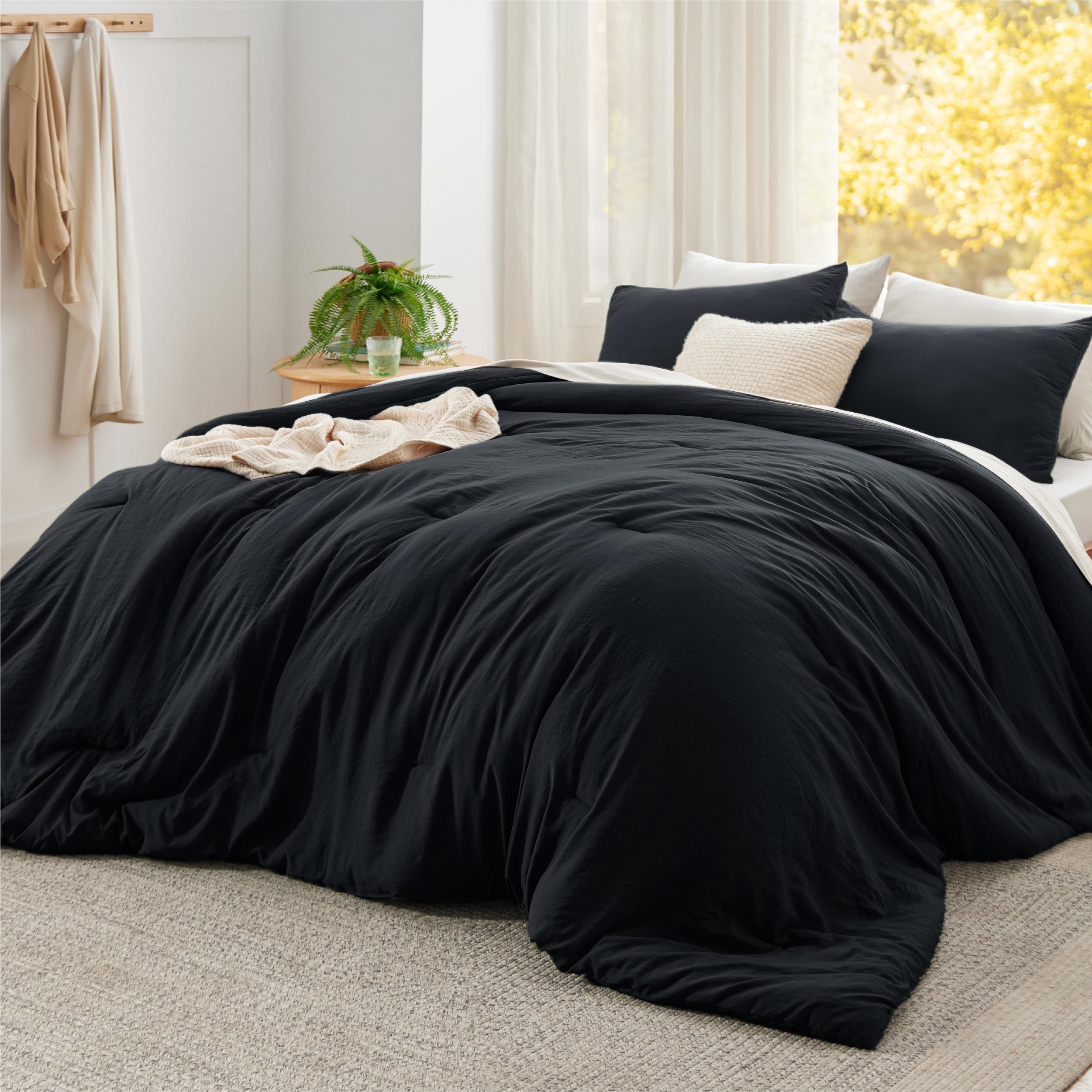 Bedsure King Comforter Set, Beige Soft Prewashed Bedding for All Seasons, 3 Pieces GentleSoft™ Bed Set, 1 Lightweight Comforter (104"x90") and 2 Pillowcases (20"x36")