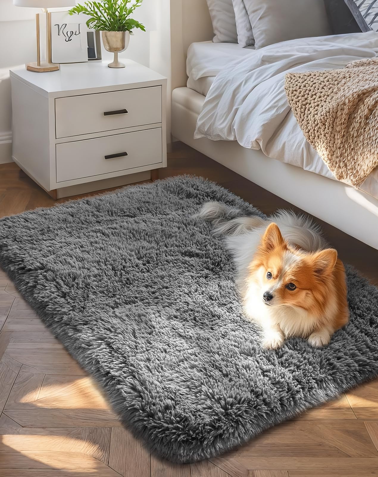 Ophanie Beige Rugs for Living Room Bedroom, 5x8 Fluffy Fuzzy Furry Carpet, Plush Soft Shaggy Bedside Indoor Floor Area Rug for Kids Girls Boys Baby Teen Dorm Nursery Home Decor Aesthetic