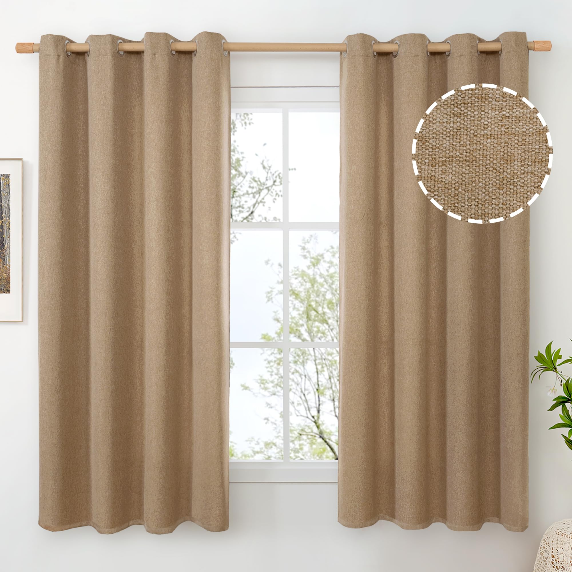 BGment Linen Curtains 95 Inch Long for Living Room 2 Panels, Thick Textured Privacy Floor Length Window Drapes Non See Through for Bedroom Farmhouse Light Filtering Grommet Top, Each 52 Inch Wide