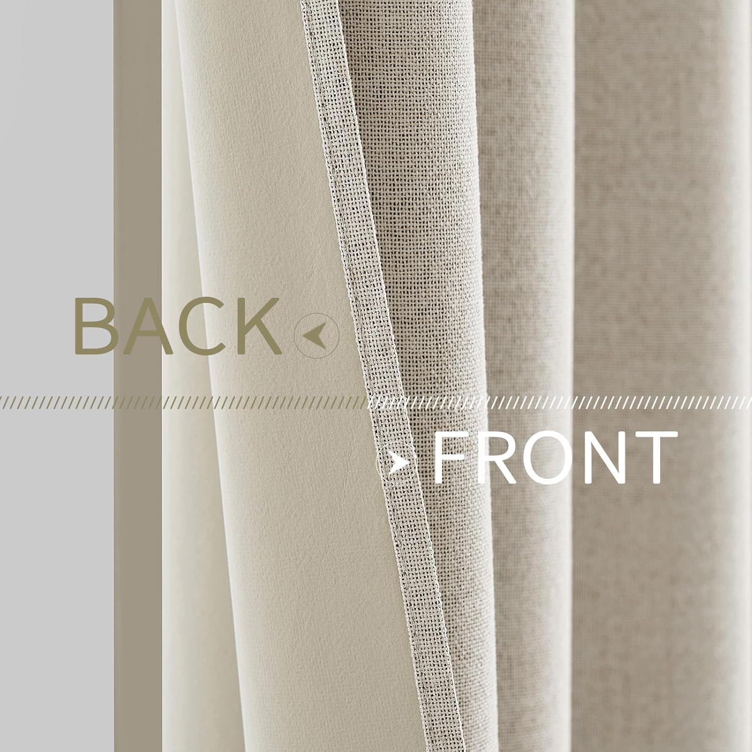 MIULEE 100% Blackout Linen Curtains for Bedroom Thermal Insulated Birch Grommet Room Darkening Curtains & Drapes for Living Room Nursery 52 x 96 Inch (2 Panels)