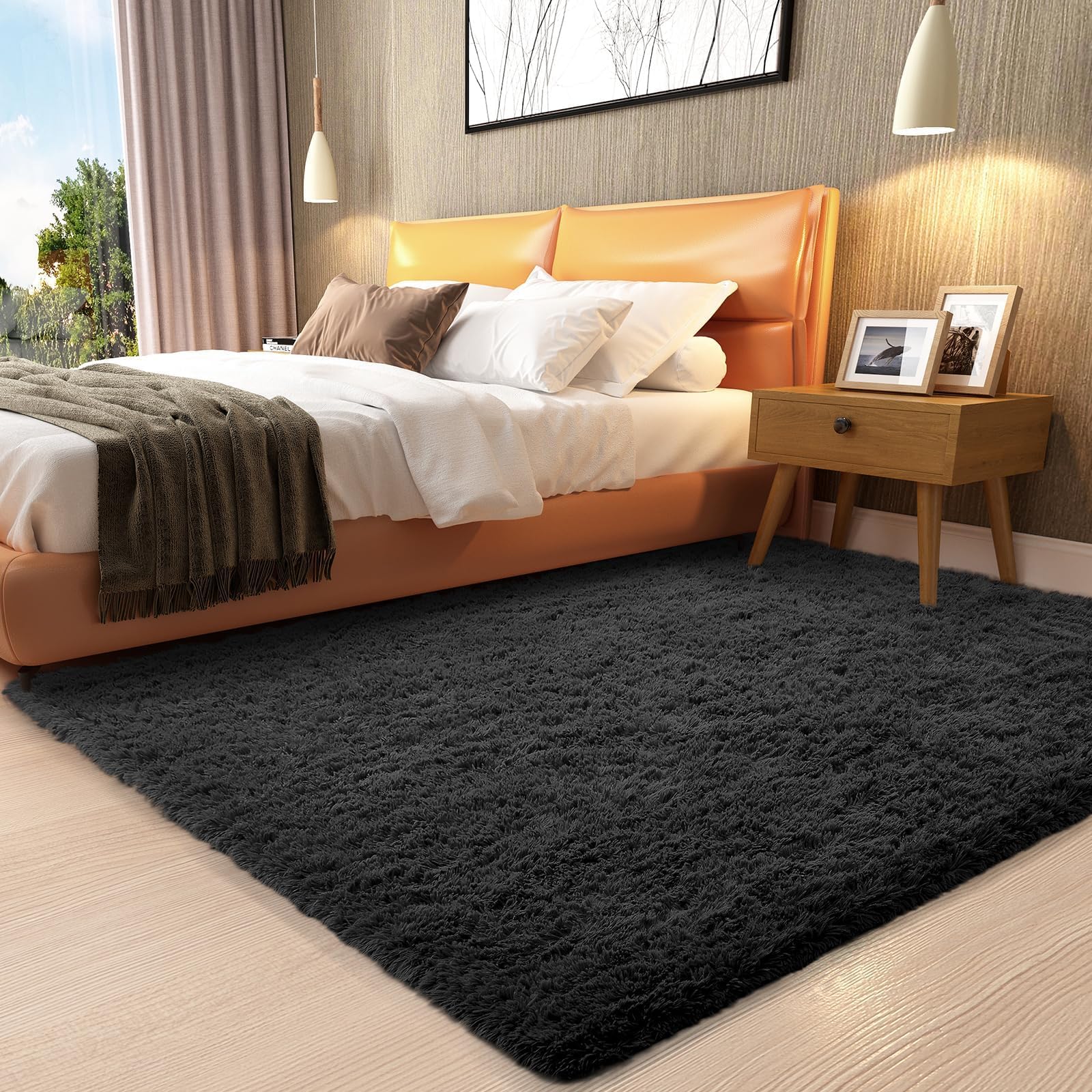 Ophanie Beige Rugs for Living Room Bedroom, 5x8 Fluffy Fuzzy Furry Carpet, Plush Soft Shaggy Bedside Indoor Floor Area Rug for Kids Girls Boys Baby Teen Dorm Nursery Home Decor Aesthetic