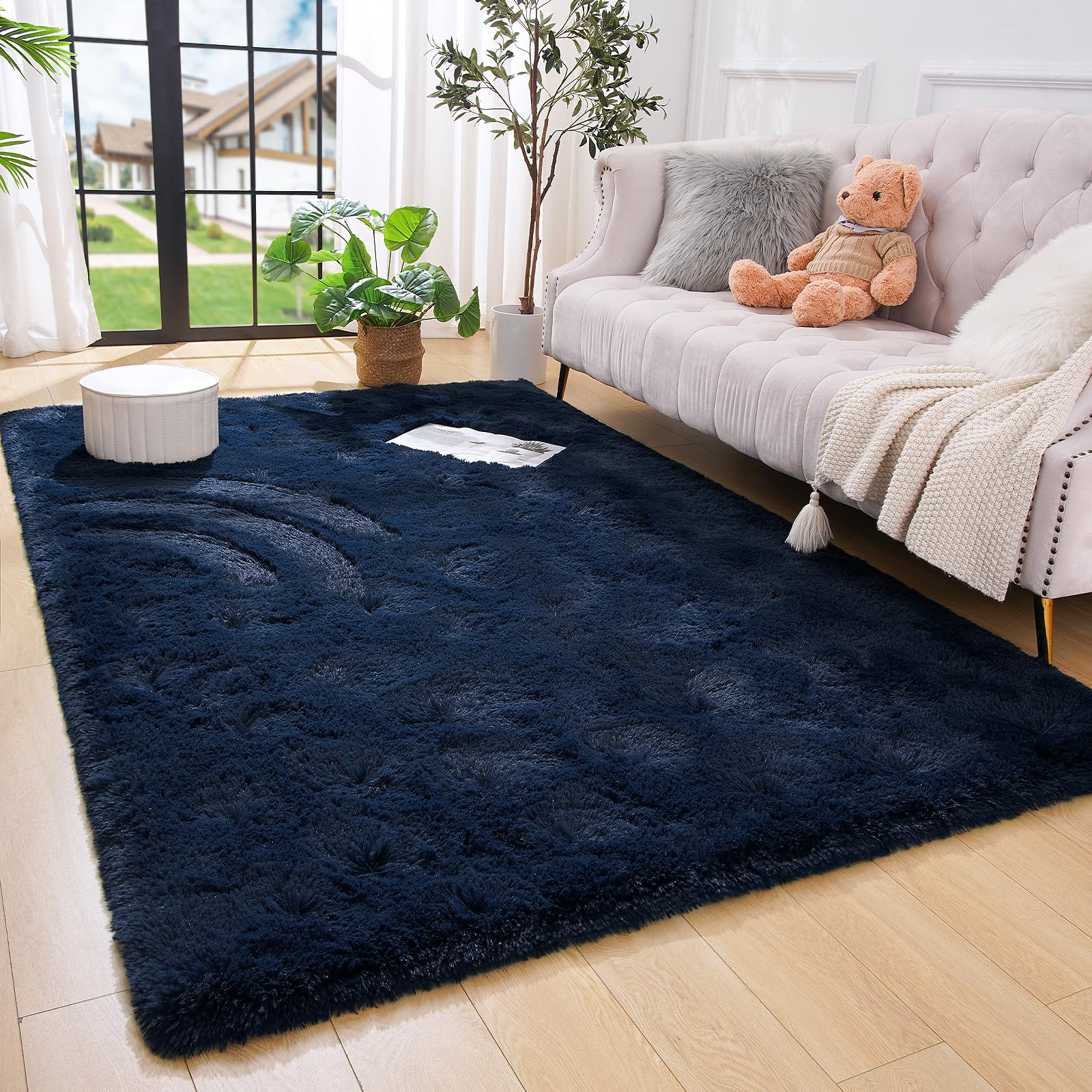 Amearea Yellow 6×9ft Soft Shag Rug, Non-slip Fluffy Carpet for Bedroom, Living Room & Nursery