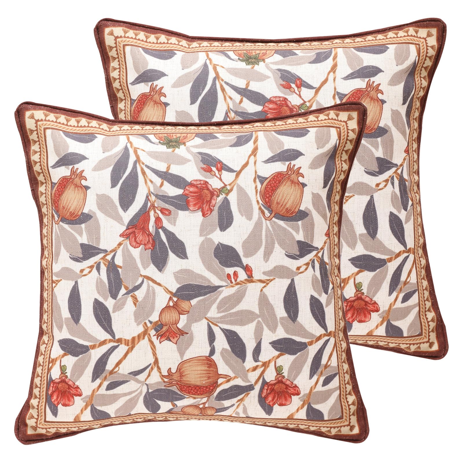 patdrea Designer Throw Pillow Covers for Couch 18"x18",Vintage Linen Pillows Cover with Cheetah Pattern and Luxury Pendant,Farmhouse Decorative Pillowcases for Bed Living Room Outdoor Set of 2