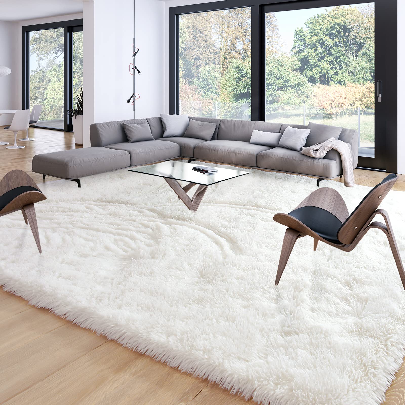 Merelax Soft Modern Indoor Shaggy Area Rug for Bedroom Livingroom Dorm Kids Room Home Decorative, Non-Slip Plush Fluffy Furry Fur Rugs Comfy Nursery Accent Floor Carpet 2x3 Feet, Black