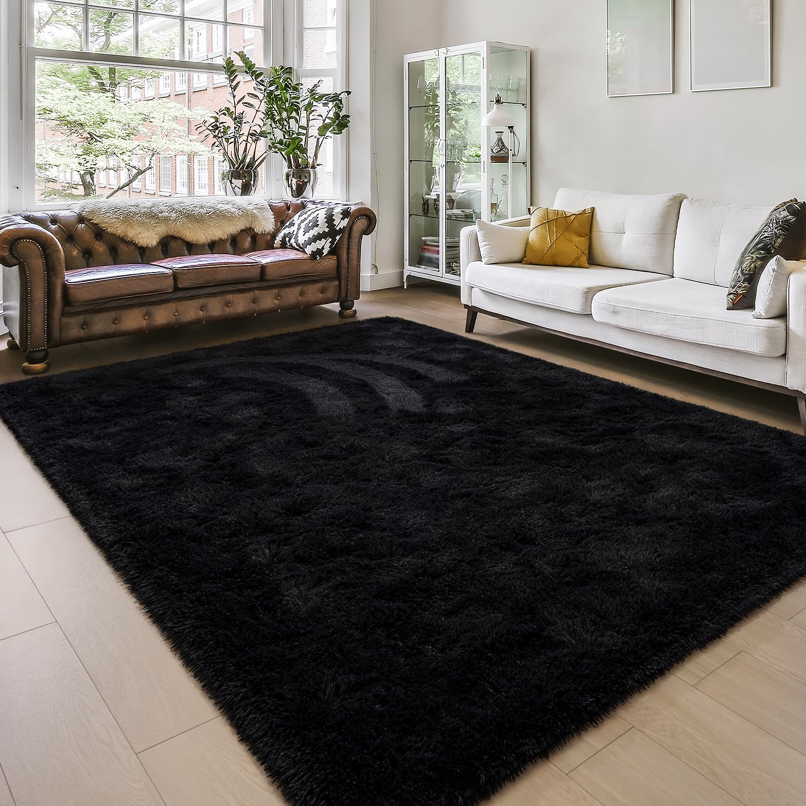 Amearea Yellow 6×9ft Soft Shag Rug, Non-slip Fluffy Carpet for Bedroom, Living Room & Nursery