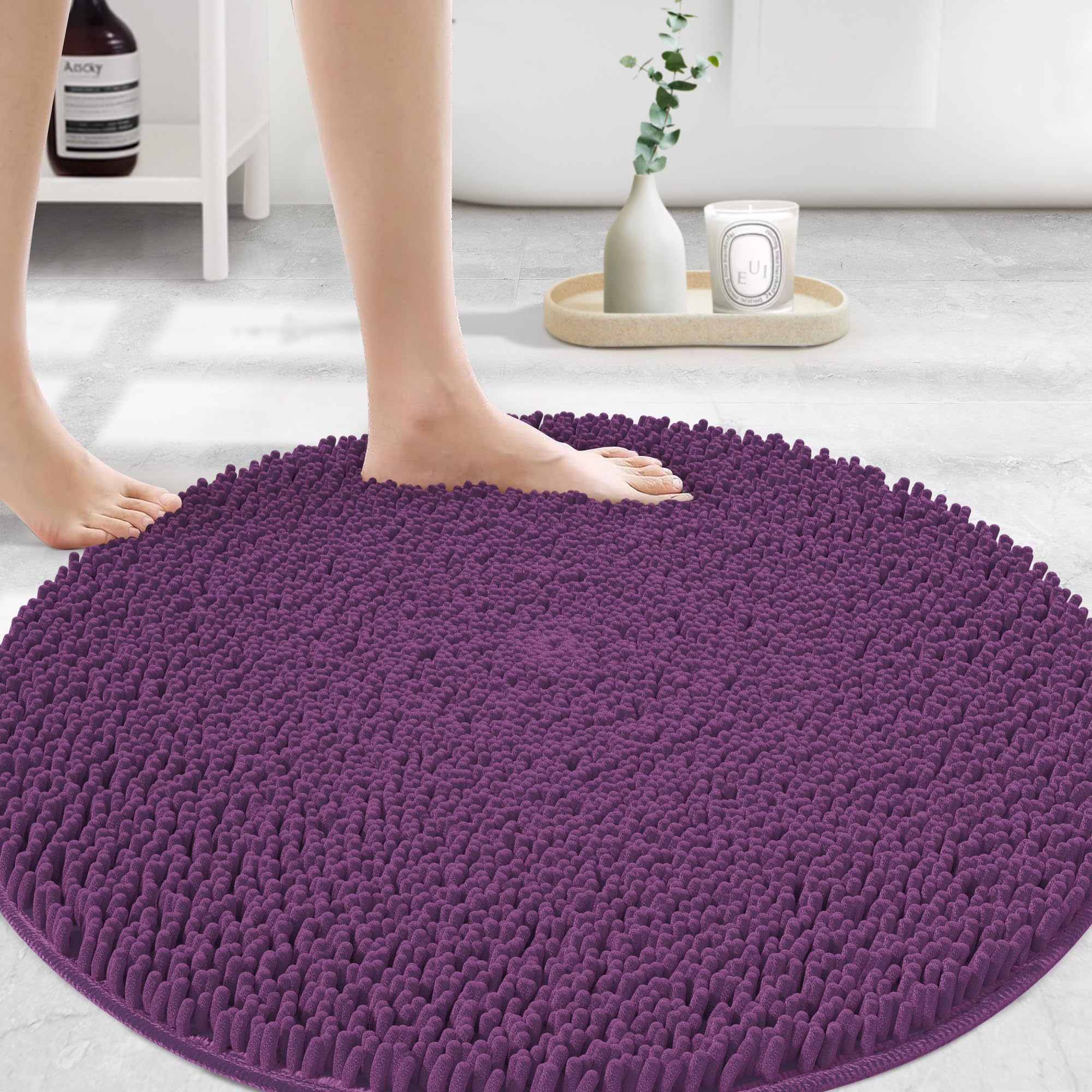 MAYSHINE Plush Shaggy Chenille Bath Mat | Extra Soft, Super Absorbent, Non-Slip Bathroom Rug | Fluffy Microfiber, Area Rug Sets for Bathroom Floor, Kitchen, Living Room | 59"x31" | Beige