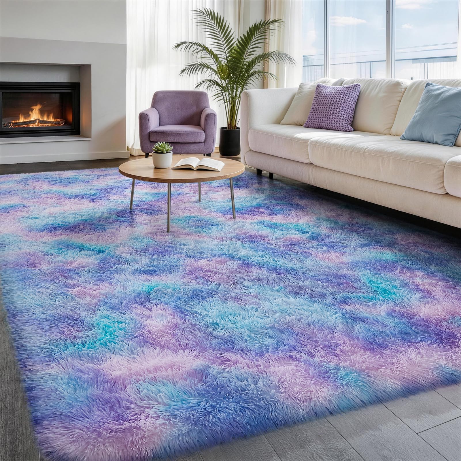 Ophanie Beige Rugs for Living Room Bedroom, 5x8 Fluffy Fuzzy Furry Carpet, Plush Soft Shaggy Bedside Indoor Floor Area Rug for Kids Girls Boys Baby Teen Dorm Nursery Home Decor Aesthetic