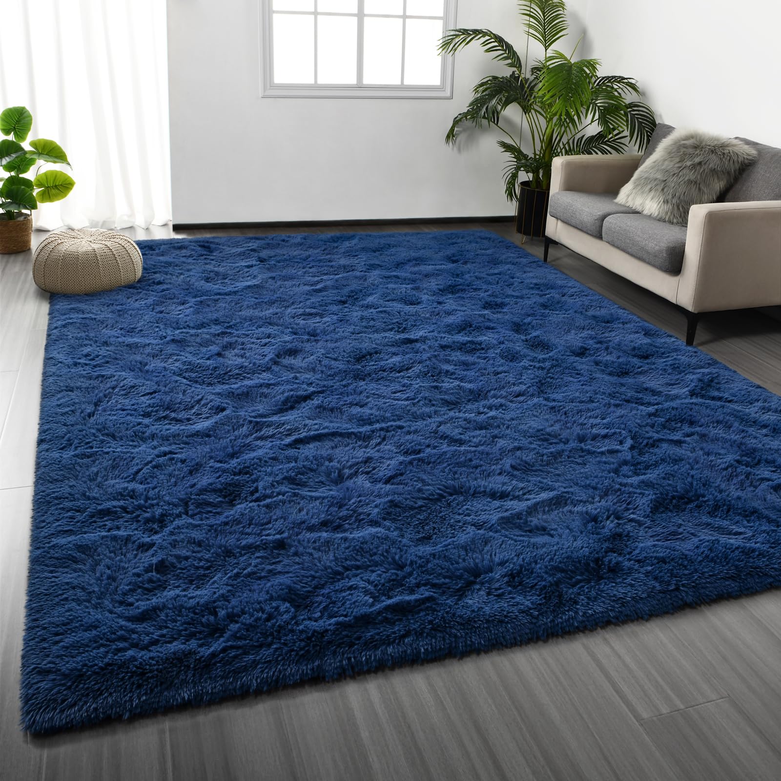 Deerhoo Large Shag Area Rugs 5 x 8, Tie-Dyed Plush Fuzzy Rugs for Living Room, Ultra Soft Fluffy Furry Rug for Bedroom, Indoor Carpet Nursery Rugs for Kids Room Home Decor, Purple