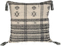 HomeRoots 18" Beige and Black Southwestern Cotton Throw Pillow with Tassels