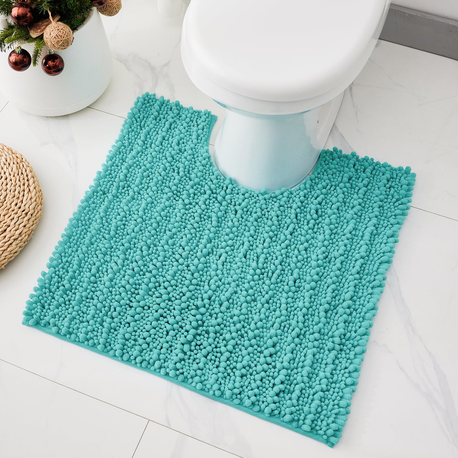 Bathroom Rugs Non Slip Washable 70x24, Extra Thick Soft Chenille Absorbent Bath Mat, High Density Barrier Non Slip Backing, Quick Dry Plush Shaggy Floor Carpet for Tub&Shower, White