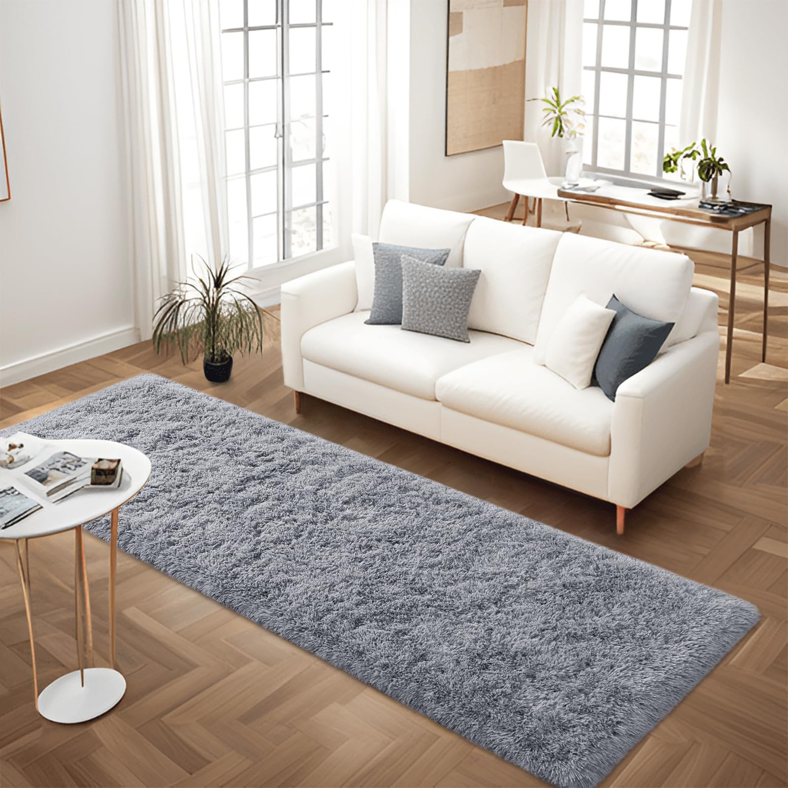 Fluffy Dark Green 6x9 Area Rugs for Living Room, Extra Large Rug for Bedroom Decor, Big Shaggy Floor Carpet, Soft Plush Thick Non-Slip Rectangle Carpets for Home Decor
