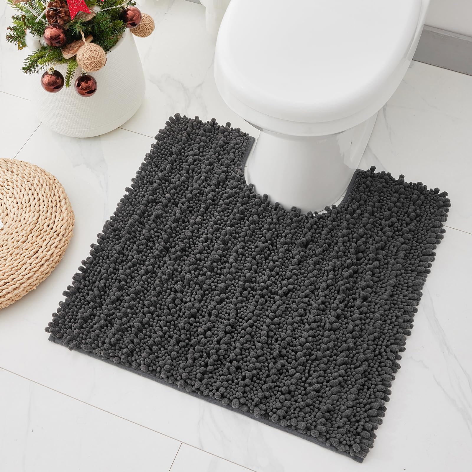 Bathroom Rugs Non Slip Washable 70x24, Extra Thick Soft Chenille Absorbent Bath Mat, High Density Barrier Non Slip Backing, Quick Dry Plush Shaggy Floor Carpet for Tub&Shower, White