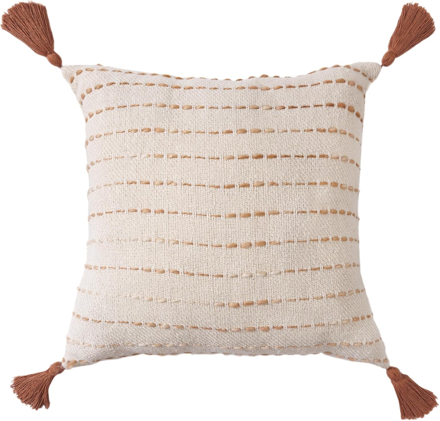 20" White Cotton Pillow with Tassels Edges