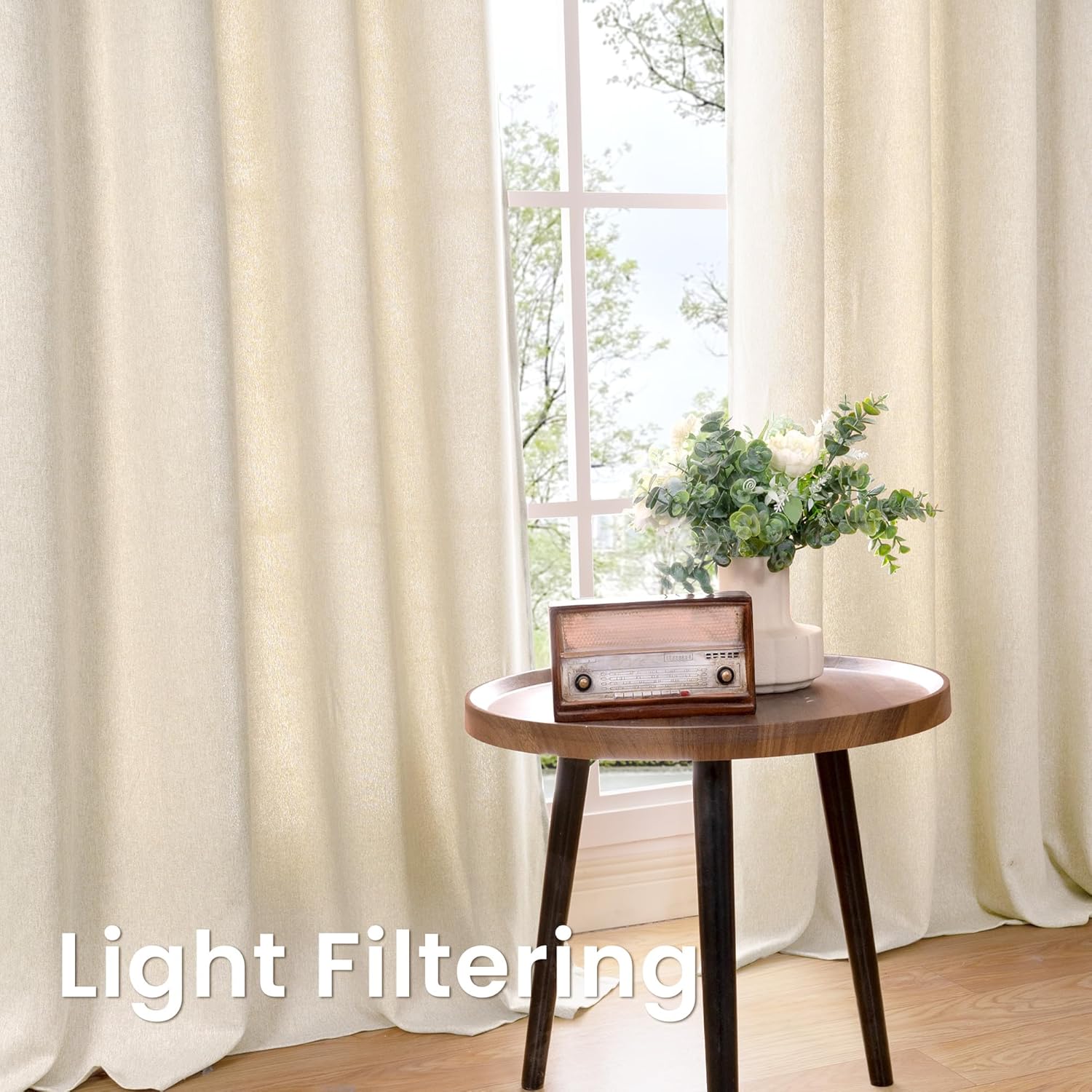 BGment Linen Curtains 95 Inch Long for Living Room 2 Panels, Thick Textured Privacy Floor Length Window Drapes Non See Through for Bedroom Farmhouse Light Filtering Grommet Top, Each 52 Inch Wide