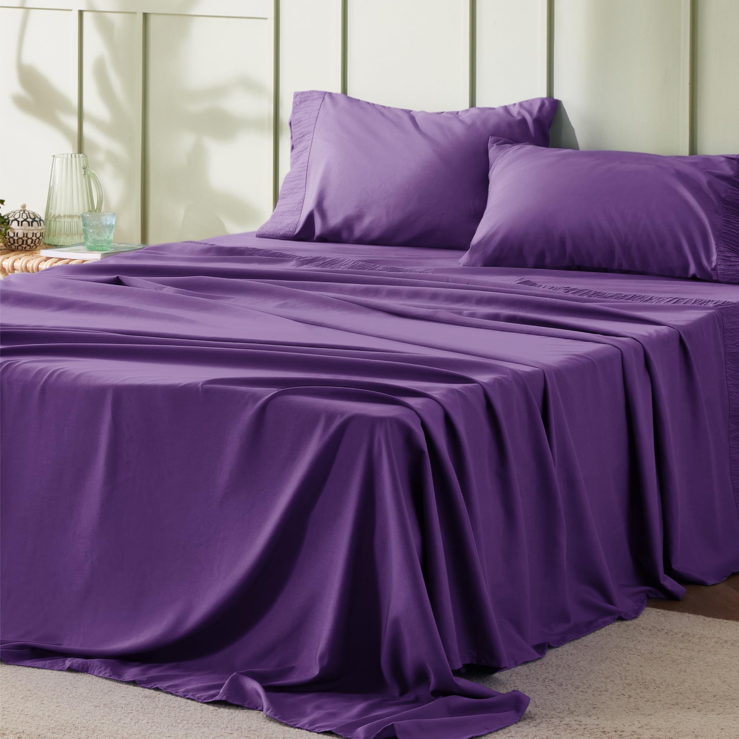 Bedsure King Size Sheets Set - 4 Pieces Soft King Sheets - Breathable & Cooling - Hotel Luxury - Easy Care Polyester Microfiber Bedding for Kids, Women, Men, Linen