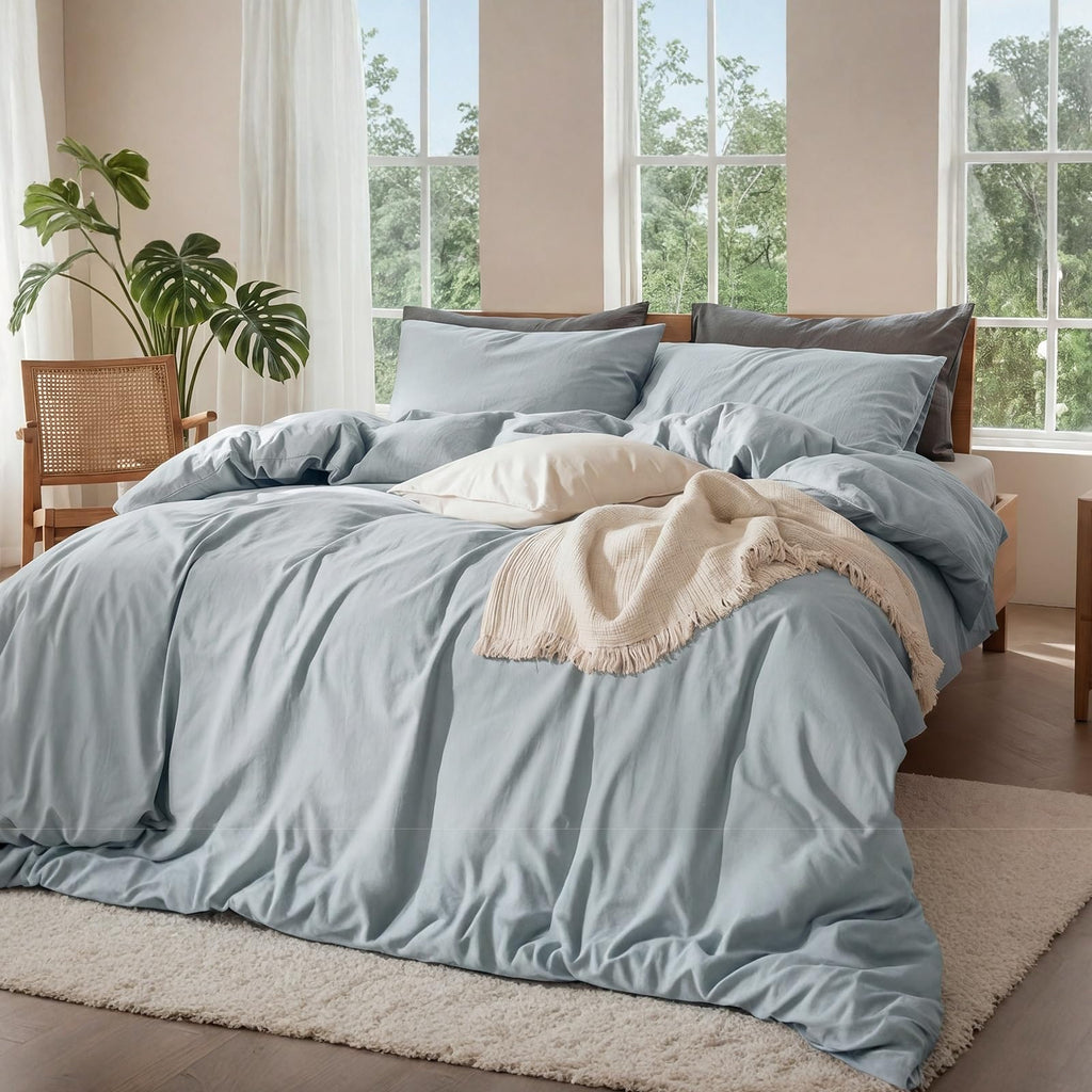 4-Piece Pure Linen Blend Sheet Set, 18" Deep Pocket, Soft Breathable All-Season Bedding for Hot Sleepers