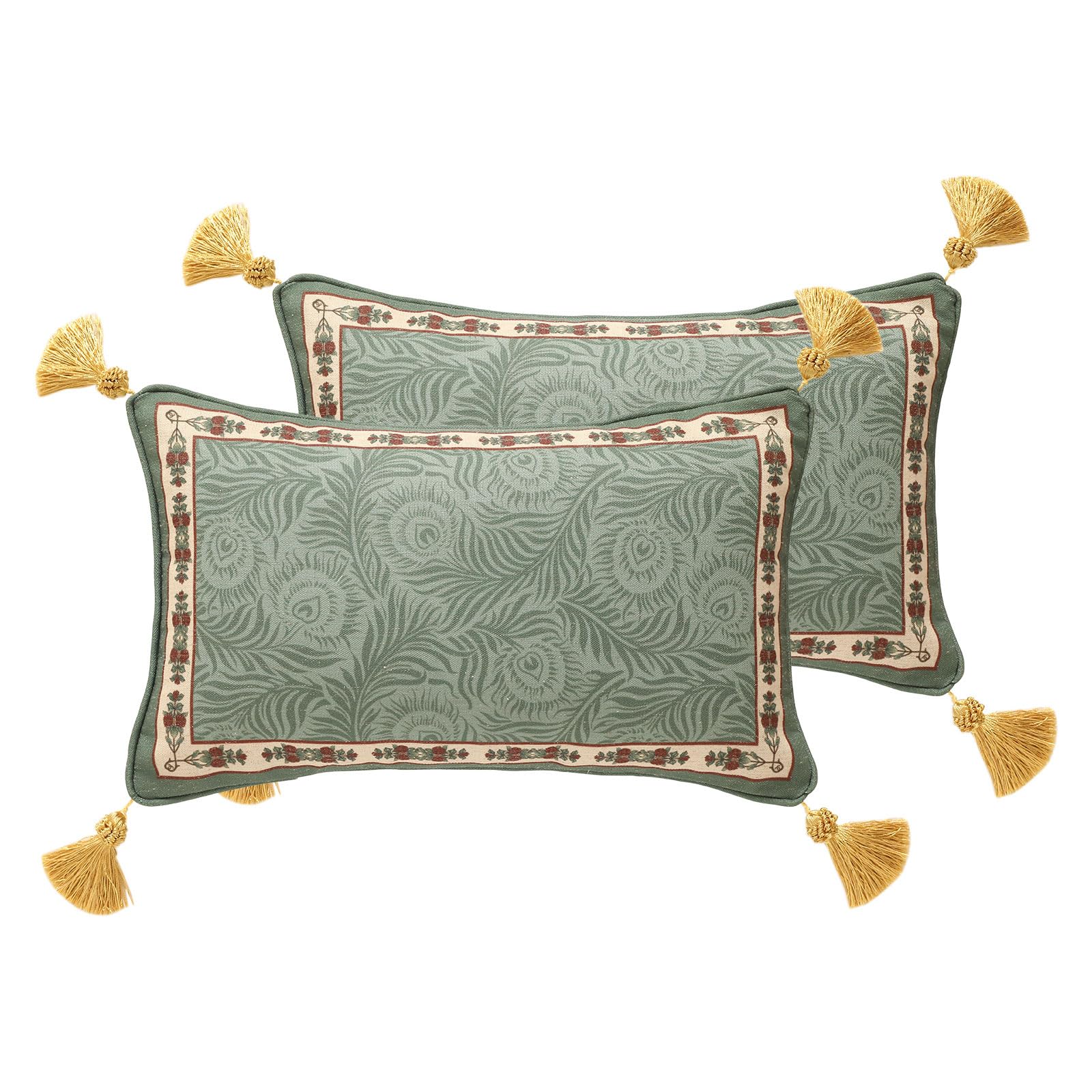patdrea Designer Throw Pillow Covers for Couch 18"x18",Vintage Linen Pillows Cover with Cheetah Pattern and Luxury Pendant,Farmhouse Decorative Pillowcases for Bed Living Room Outdoor Set of 2