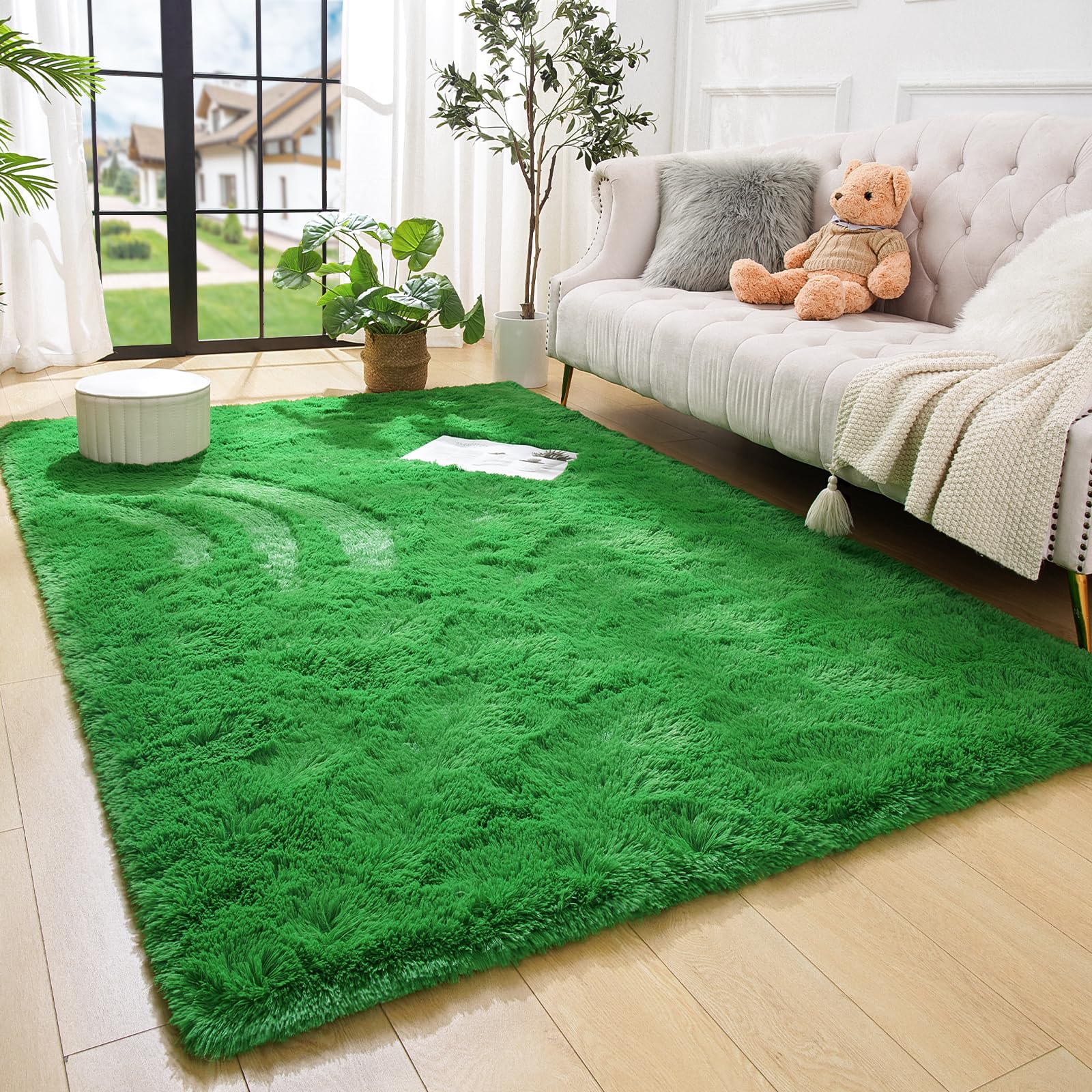 Amearea Yellow 6×9ft Soft Shag Rug, Non-slip Fluffy Carpet for Bedroom, Living Room & Nursery