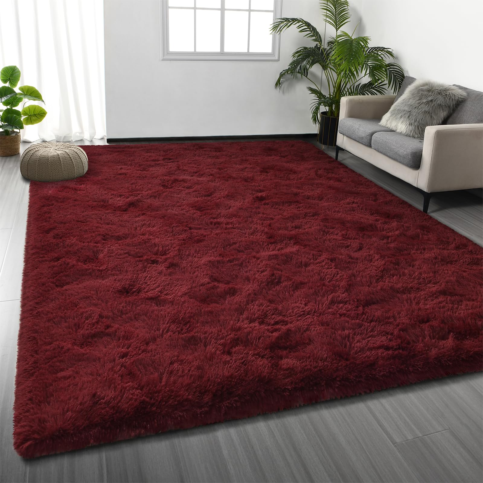 Deerhoo Large Shag Area Rugs 5 x 8, Tie-Dyed Plush Fuzzy Rugs for Living Room, Ultra Soft Fluffy Furry Rug for Bedroom, Indoor Carpet Nursery Rugs for Kids Room Home Decor, Purple