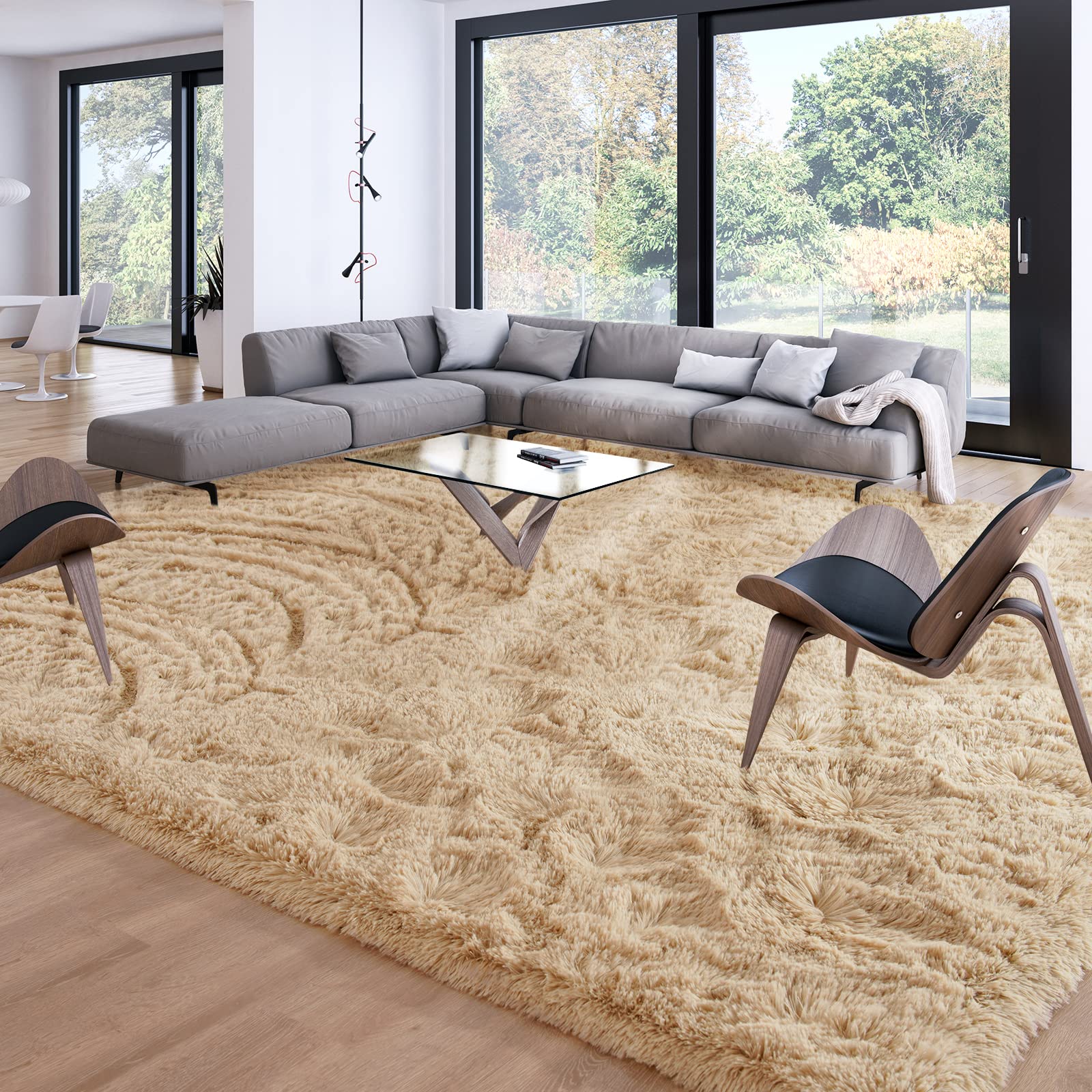 Merelax Soft Modern Indoor Shaggy Area Rug for Bedroom Livingroom Dorm Kids Room Home Decorative, Non-Slip Plush Fluffy Furry Fur Rugs Comfy Nursery Accent Floor Carpet 2x3 Feet, Black