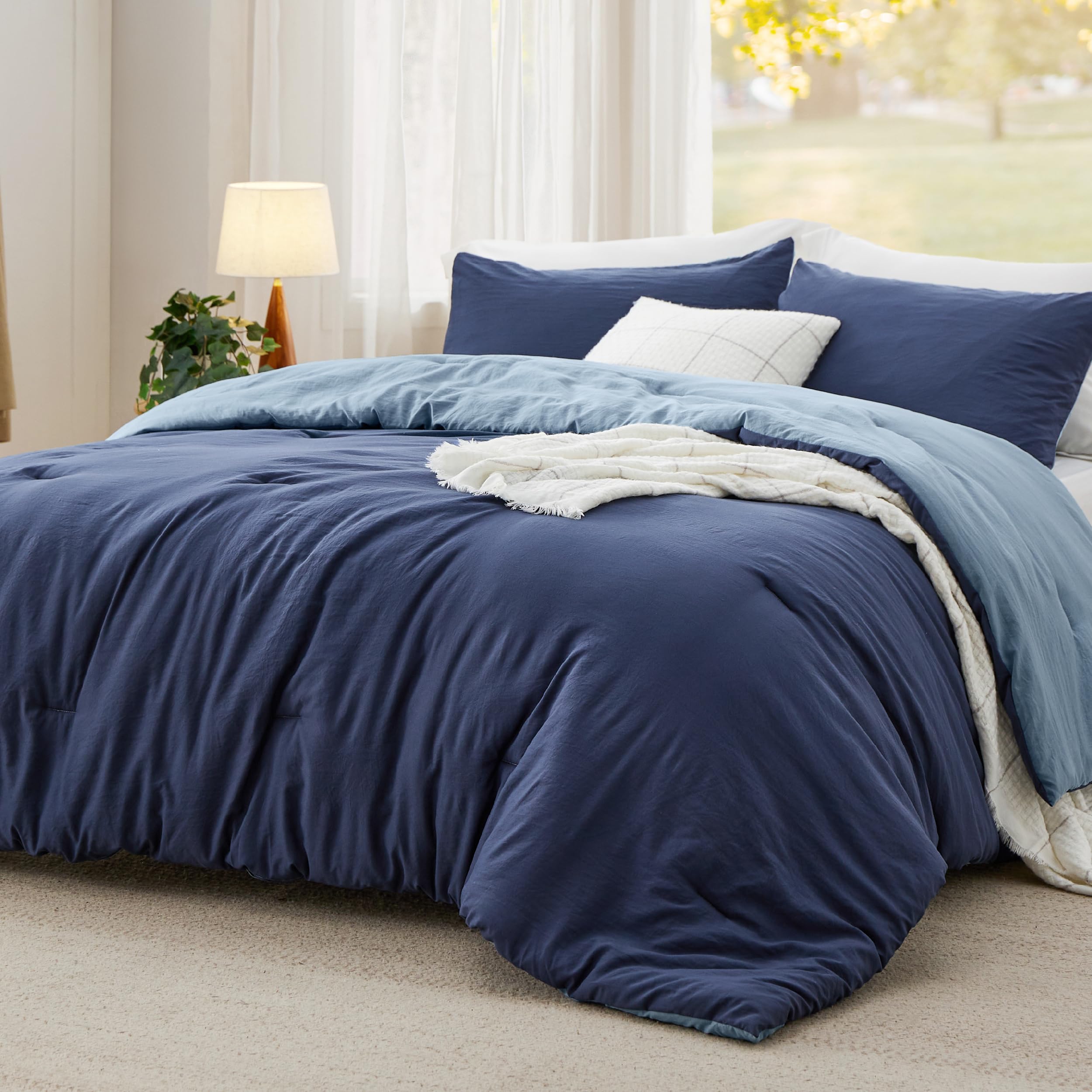 Bedsure King Comforter Set, Beige Soft Prewashed Bedding for All Seasons, 3 Pieces GentleSoft™ Bed Set, 1 Lightweight Comforter (104"x90") and 2 Pillowcases (20"x36")