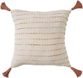 20" White Cotton Pillow with Tassels Edges