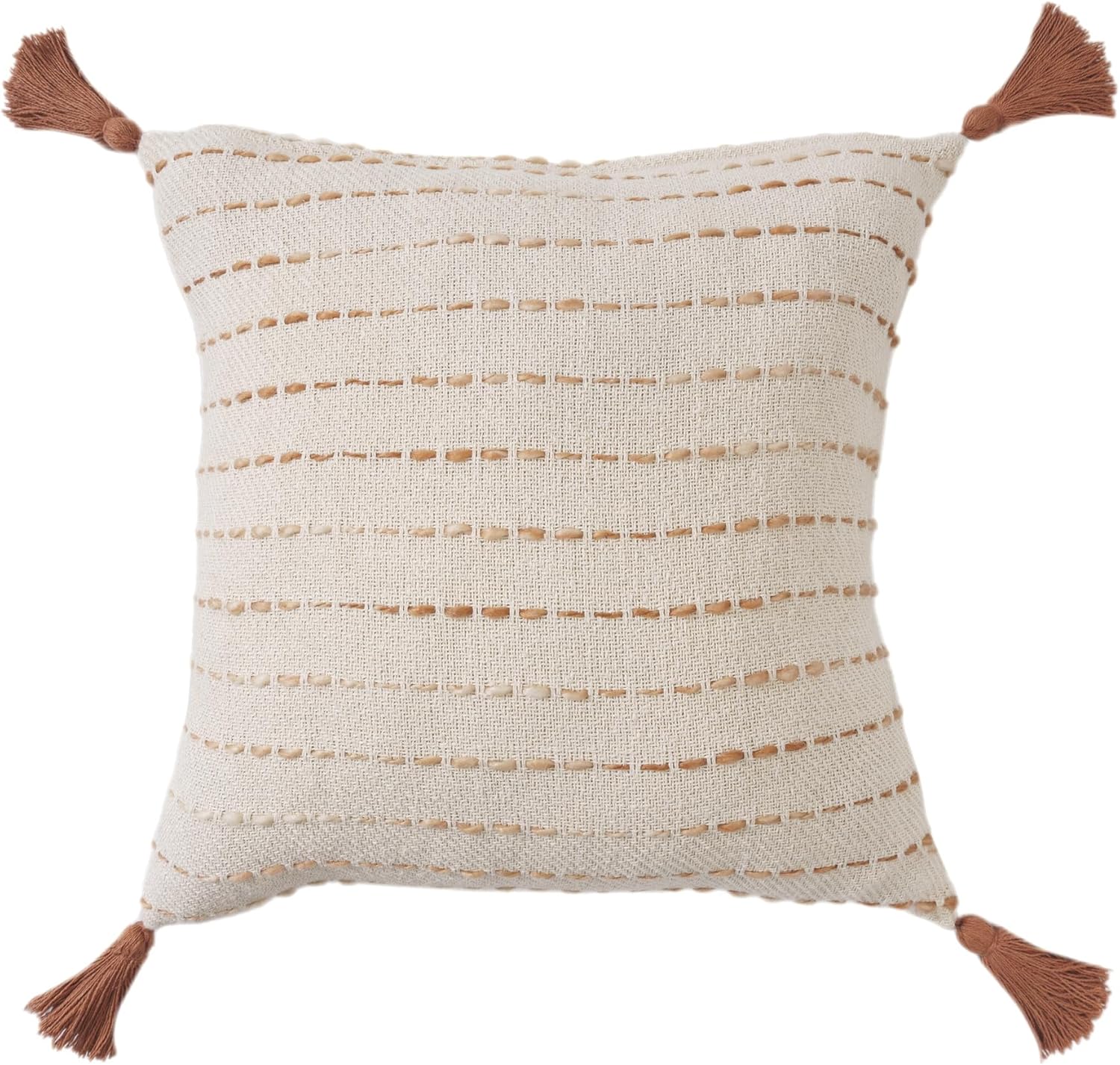 20" White Cotton Pillow with Tassels Edges