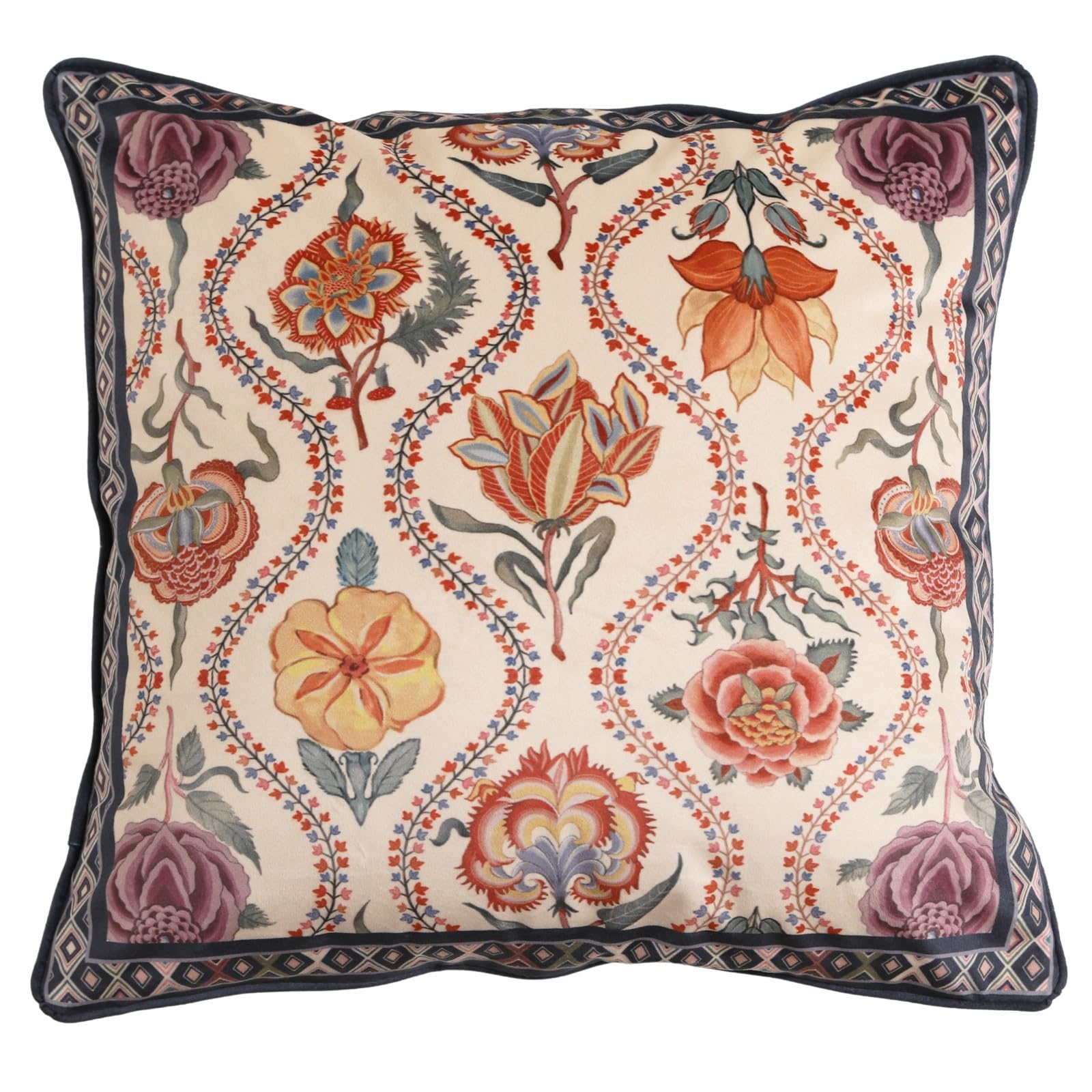 bilin gaier Vintage Square Throw Pillow Covers Pack of 2,Red Cozy Velvet with Leaves and Floral Pattern Pillowcases,Decoration Pillows Cushion Covers for Living Room Couch Sofa Bed Car Chair,18"x18"