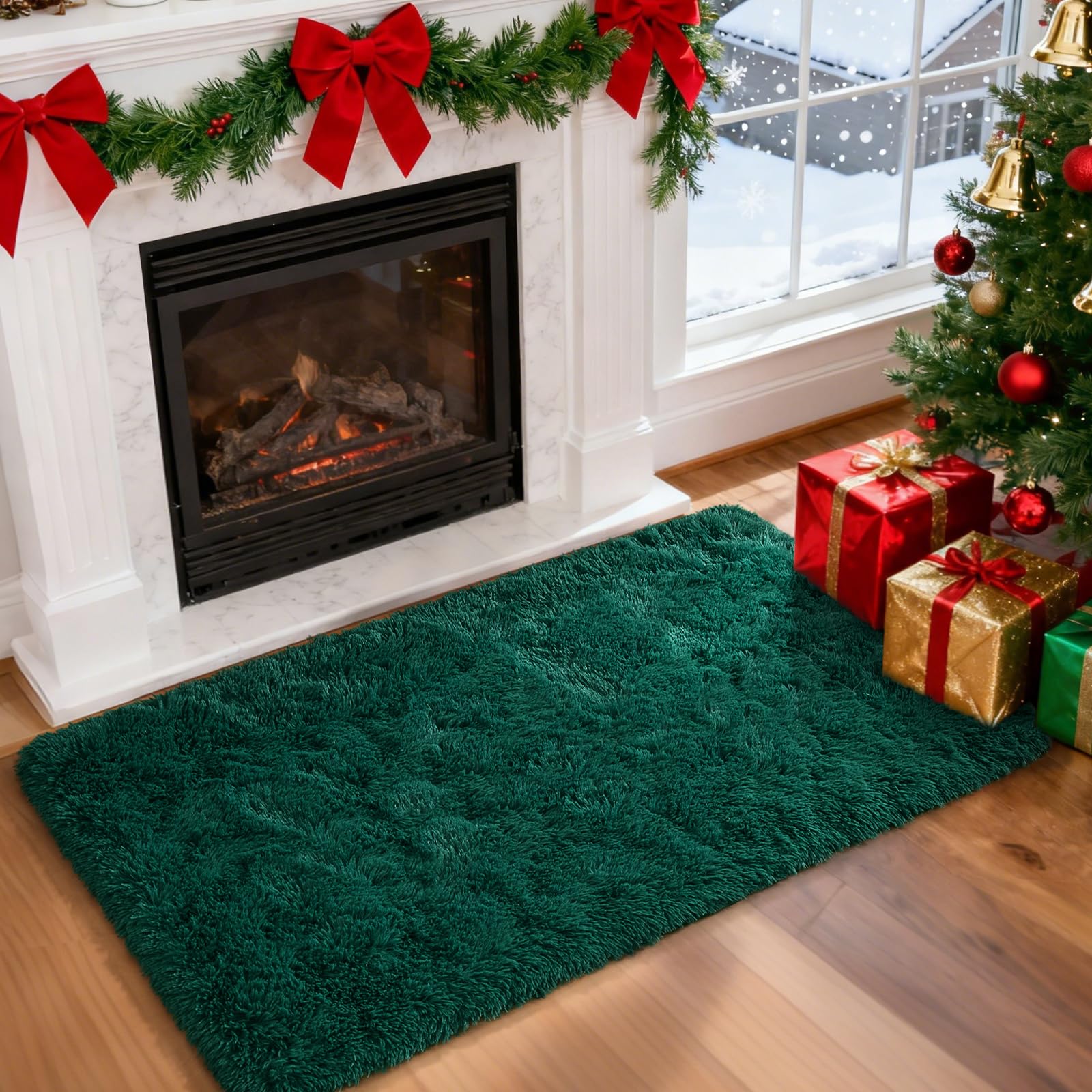 Merelax Soft Modern Indoor Shaggy Area Rug for Bedroom Livingroom Dorm Kids Room Home Decorative, Non-Slip Plush Fluffy Furry Fur Rugs Comfy Nursery Accent Floor Carpet 2x3 Feet, Black