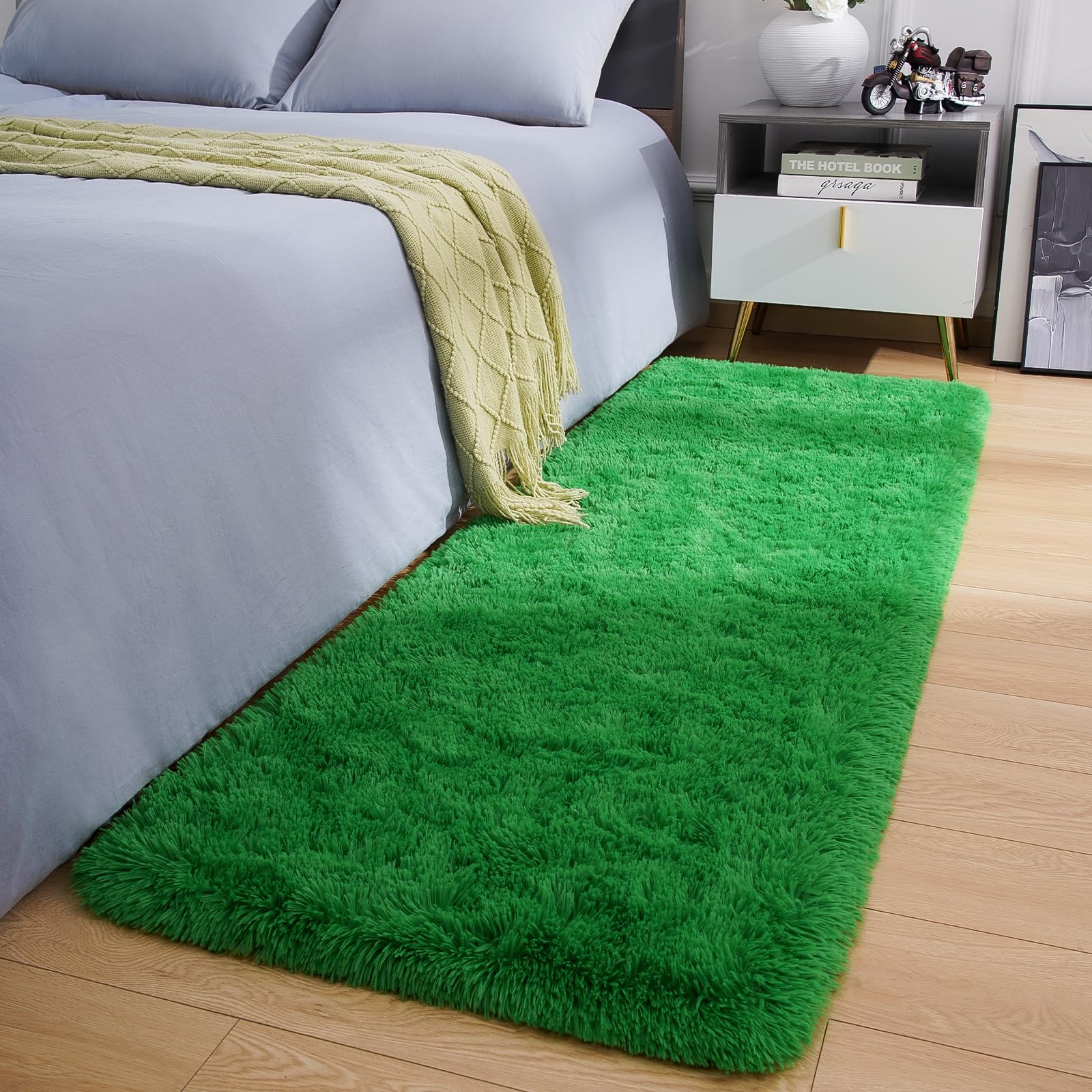 Amearea Yellow 6×9ft Soft Shag Rug, Non-slip Fluffy Carpet for Bedroom, Living Room & Nursery