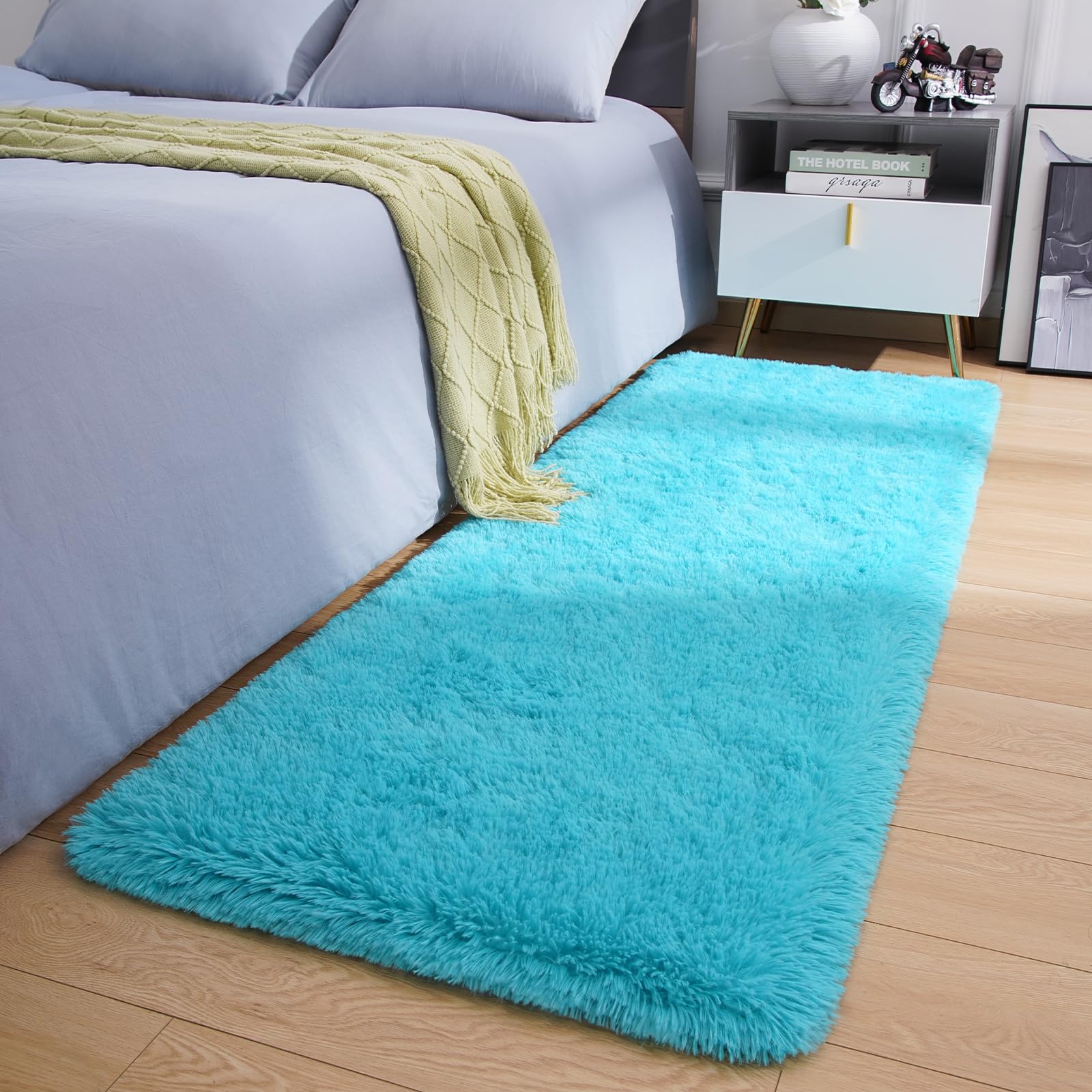 Amearea Yellow 6×9ft Soft Shag Rug, Non-slip Fluffy Carpet for Bedroom, Living Room & Nursery