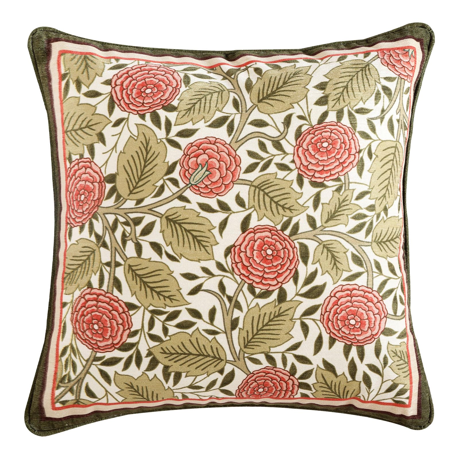 bilin gaier Vintage Square Throw Pillow Covers Pack of 2,Red Cozy Velvet with Leaves and Floral Pattern Pillowcases,Decoration Pillows Cushion Covers for Living Room Couch Sofa Bed Car Chair,18"x18"