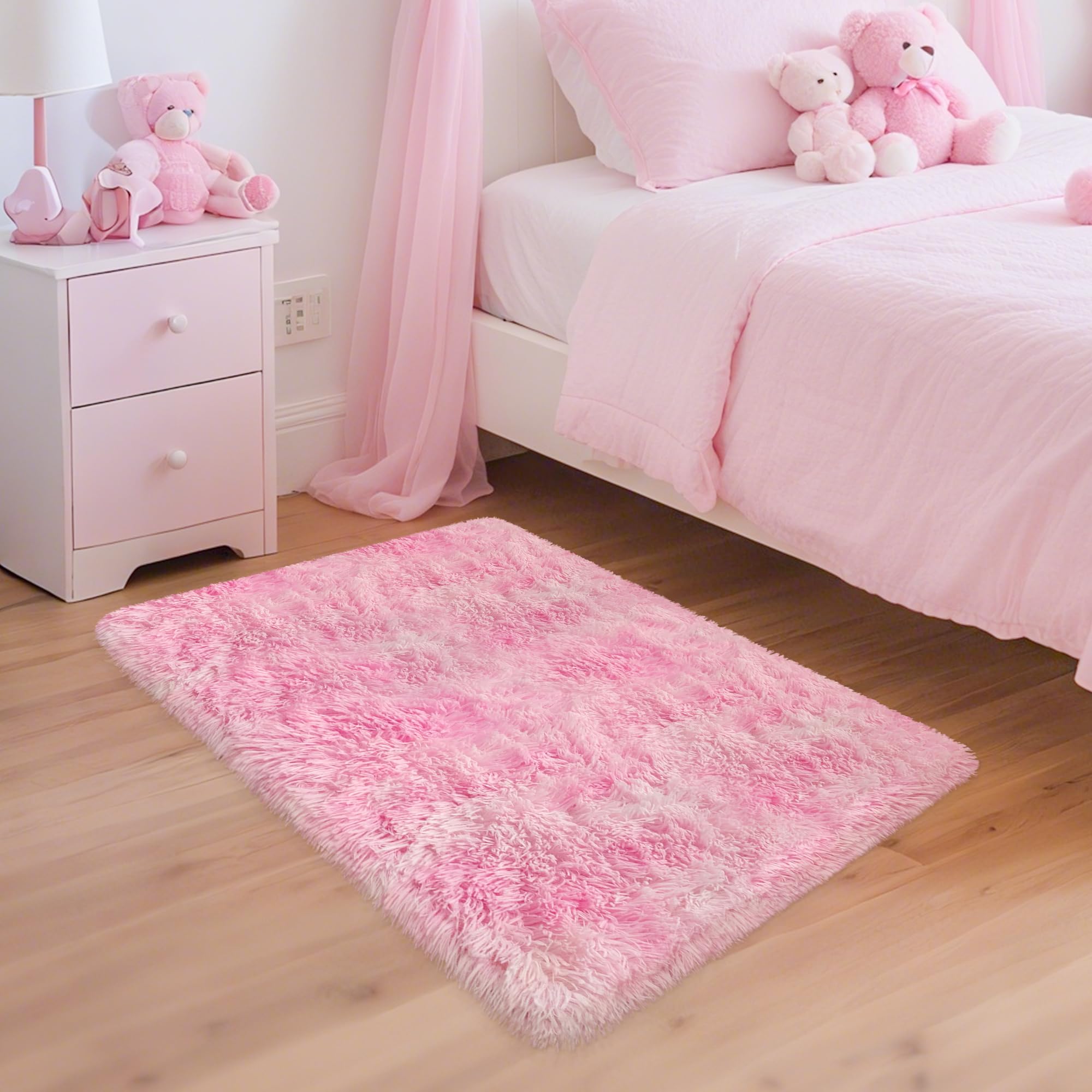 5x8 Ft Light Grey Large Area Rugs for Bedroom,Fluffy Furry Rug Floor Carpets Shaggy Playing Mat for Kids Baby Girls Room Nursery Home Decor Tie Dyed Gray Thick Rugs Fuzzy Home Decor